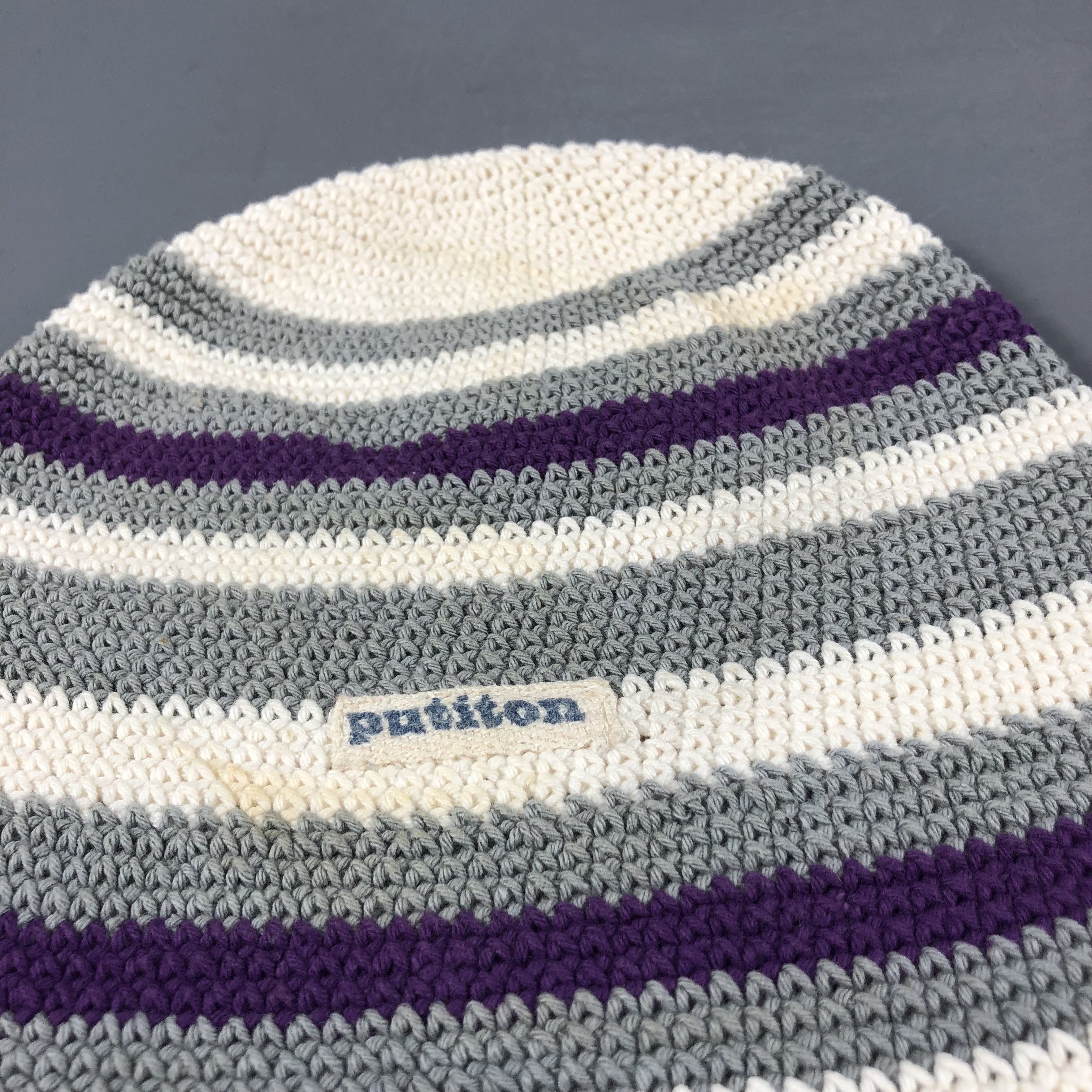 Vintage Put It On Striped Cotton Beanie Snowcap Snow Hat B831 Size ONE SIZE - 5 Thumbnail