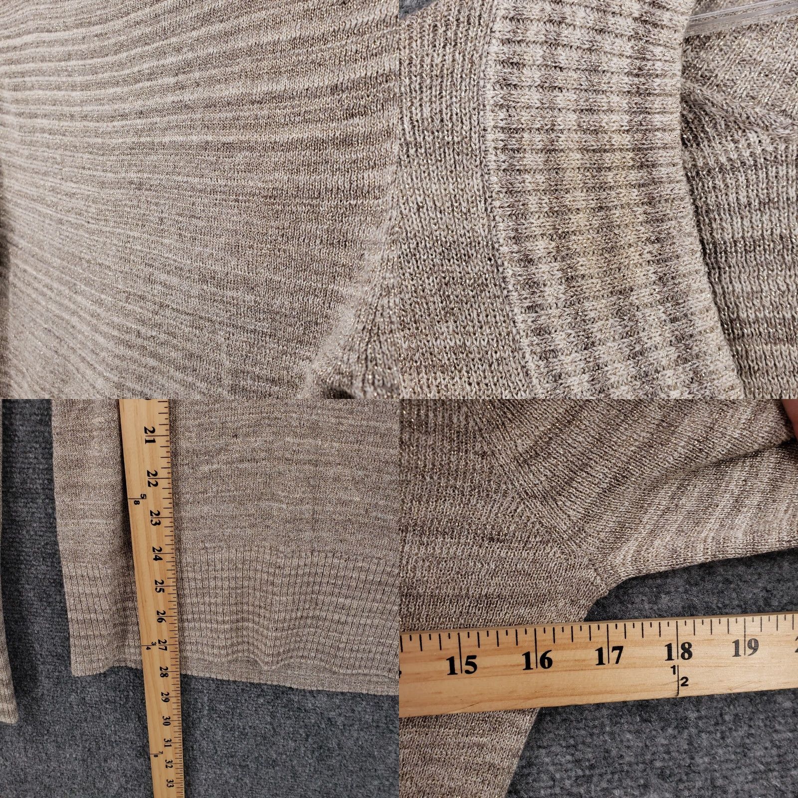 Express Express Sweater Womens M Beige Tunic V-Neck Long Sleeve Striped Cotton Blend Knit Comfort Casual Size M / US 6-8 / IT 42-44 - 8 Thumbnail