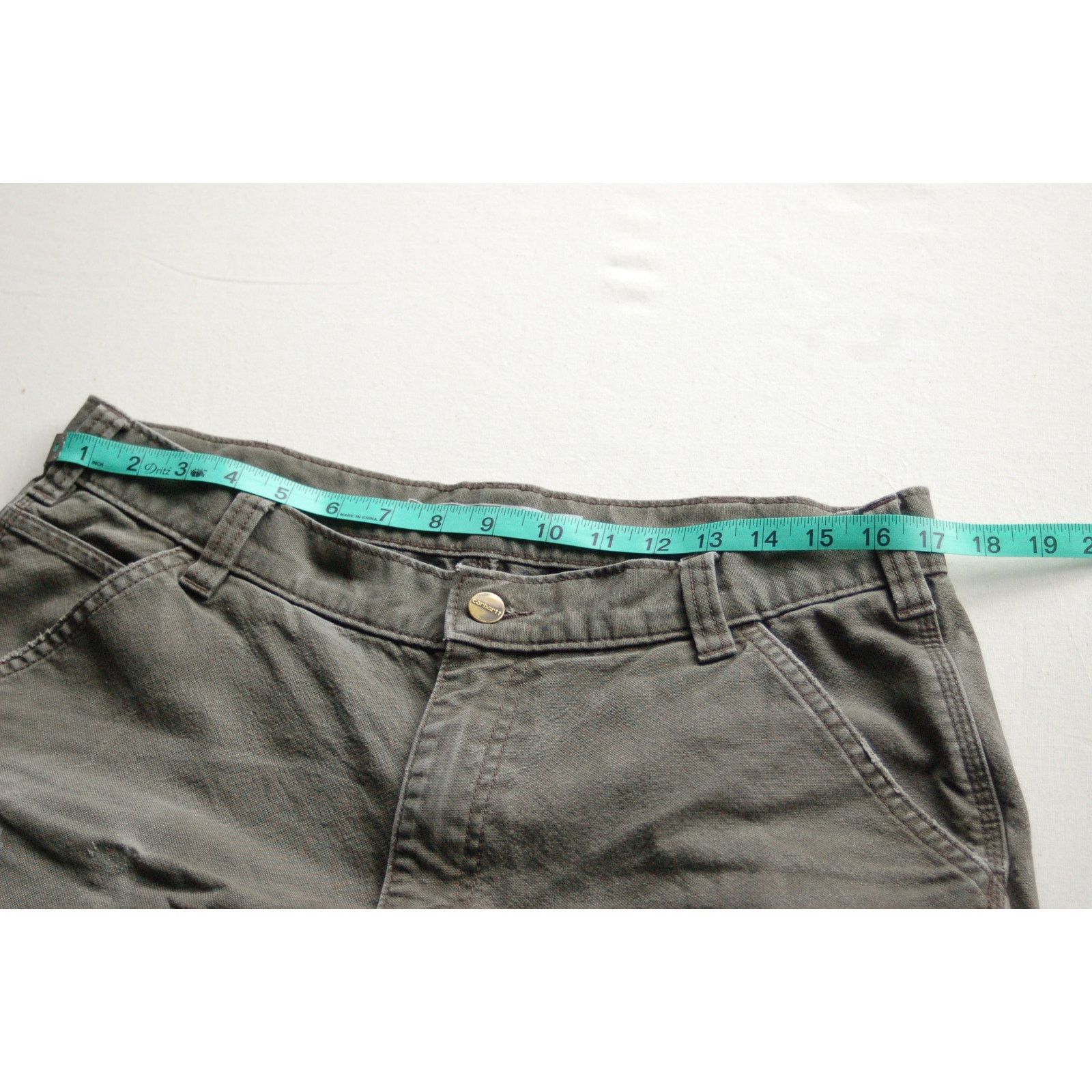 Carhartt Distressed Carhartt Duck Pants 34x32 Olive Honest Mending Size US 34 / EU 50 - 4 Thumbnail