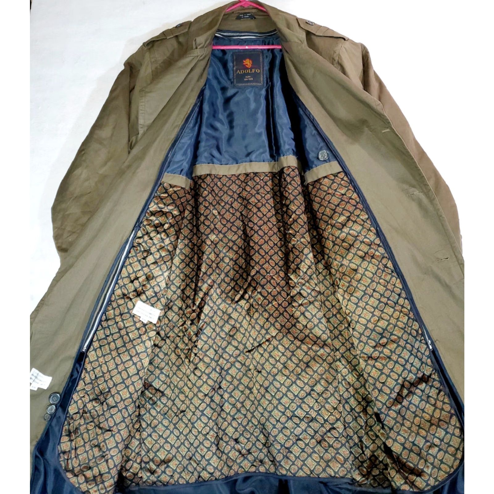Vintage VINTAGE Adolfo Trench Coat Mens Brown 70s 42R Duster Overcoat 100% Cotton Zip Liner Vintage Look Trench Coat/Mac Mens Brown 70s Size US XS / EU 42 / 0 - 6 Thumbnail