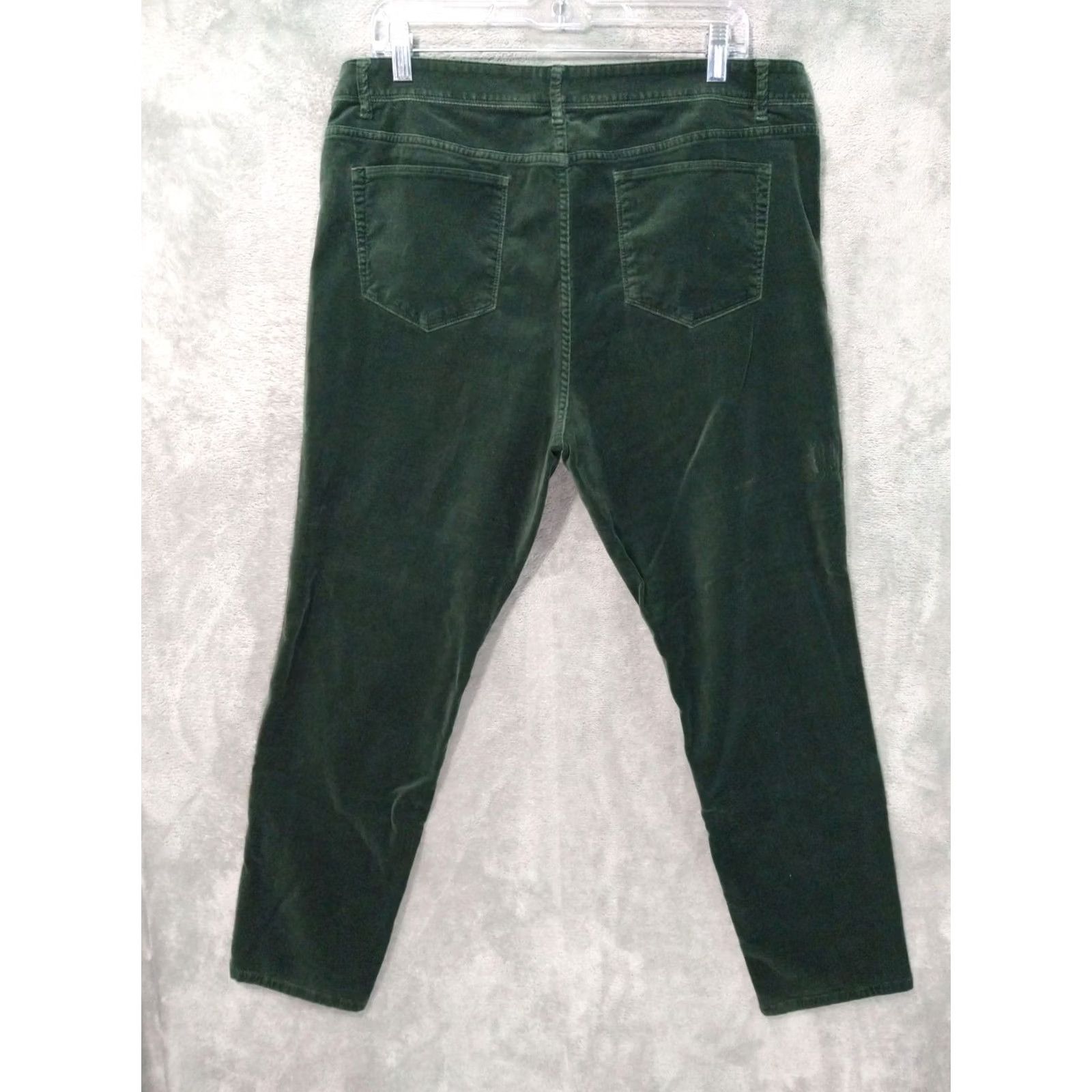 J. Jill J. Jill Pants Womens 16 Green Velvet Skinny High Rise 5 Pocket Stretch Cotton Tapered Shirt? Size 38" / US 16 / IT 52 - 2 Thumbnail