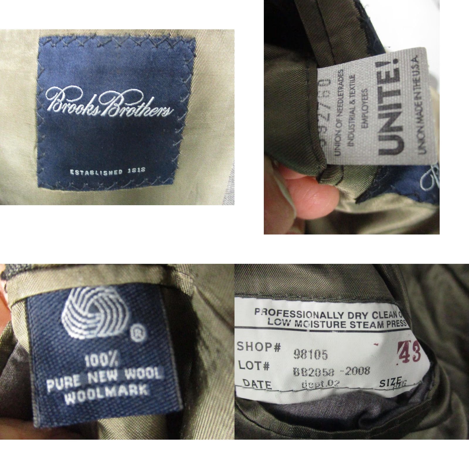 Brooks Brothers VINTAGE Brooks Brothers Sport Coat Two-Button Wool Gray Plaid 43R Men’s Regular Brown Notch Lapel Size 46R - 8 Thumbnail