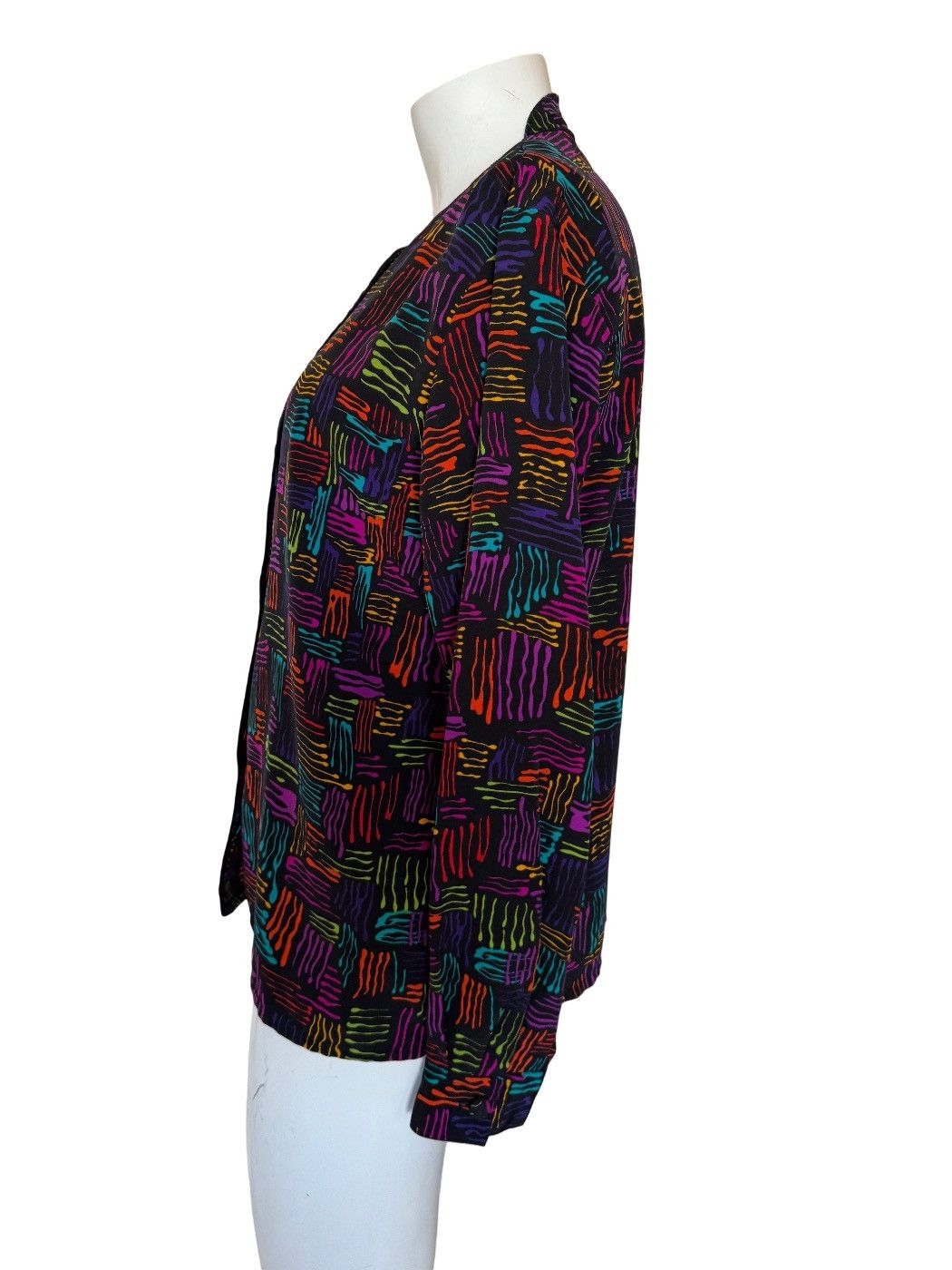 Other Women’s 80’s button up blouse wavy line neon medium high Size M / US 6-8 / IT 42-44 - 2 Thumbnail