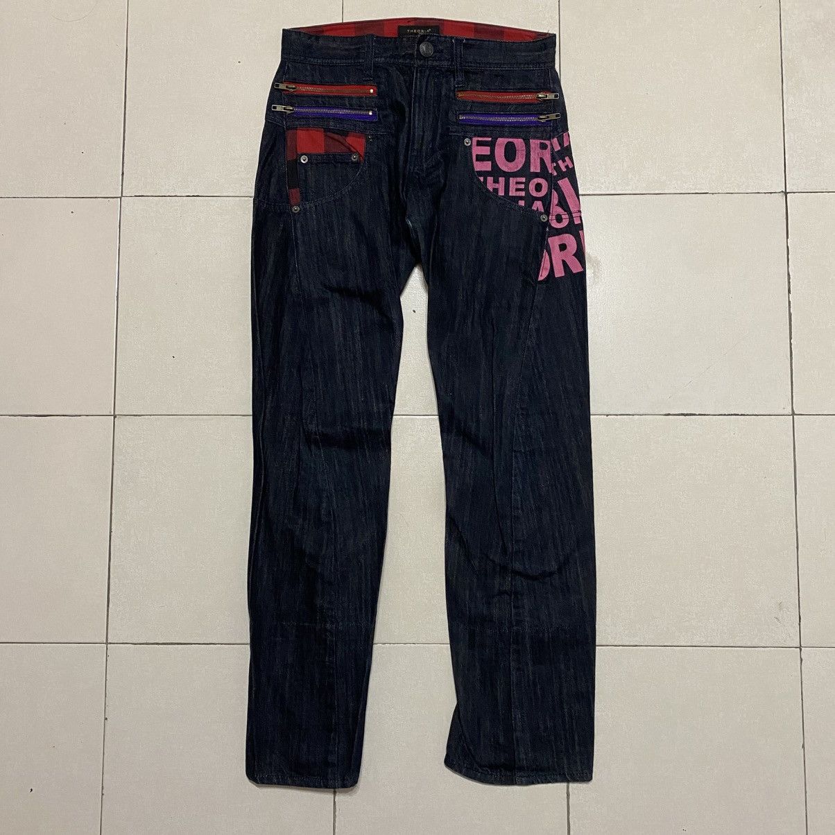 Japanese Brand Y2K Theoria Punk Double Zipper Style Jeans Size US 30 / EU 46 - 2 Thumbnail