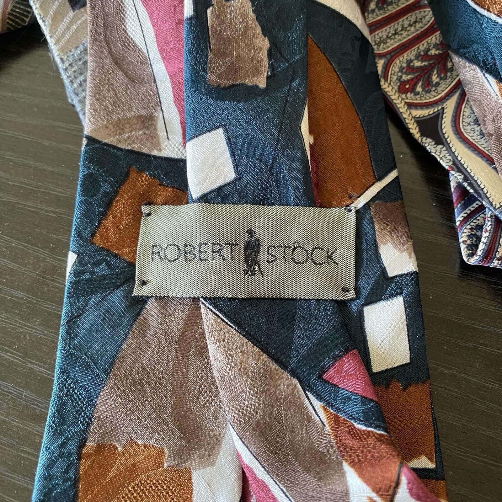 Other 100% All Silk NeckTies Vintage Cocktail Geometric Pattern Size ONE SIZE - 8 Thumbnail