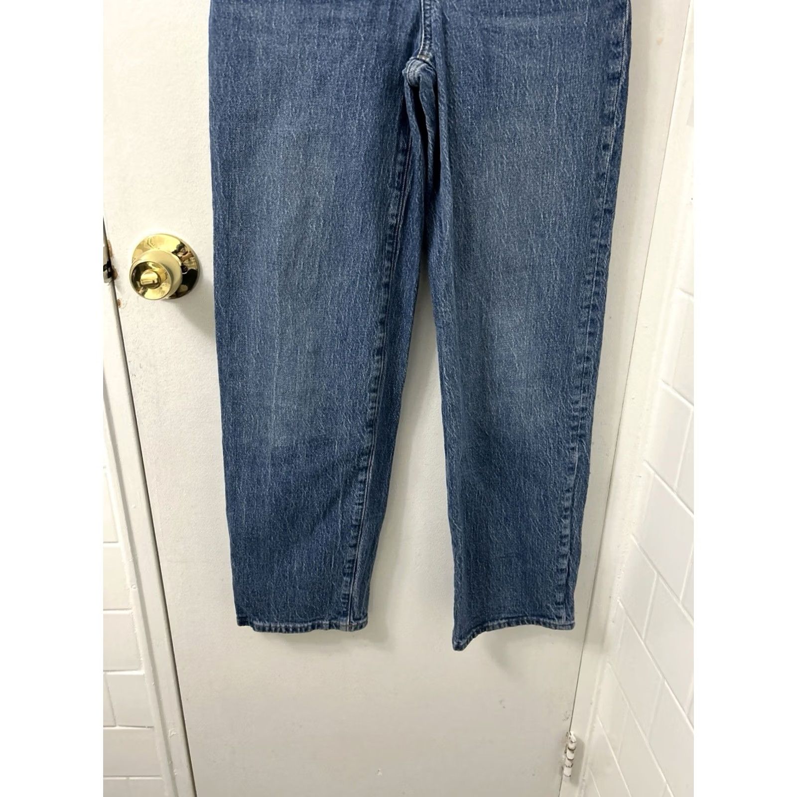 Madewell Madewell The Perfect Vintage Wide-Leg Jeans Womens 24x28 Medium Wash Denim High Rise Regular 5-Pocket Zip Button Pockets Leather Patch Blue Stretch Size 42" / US 20 - 3 Thumbnail