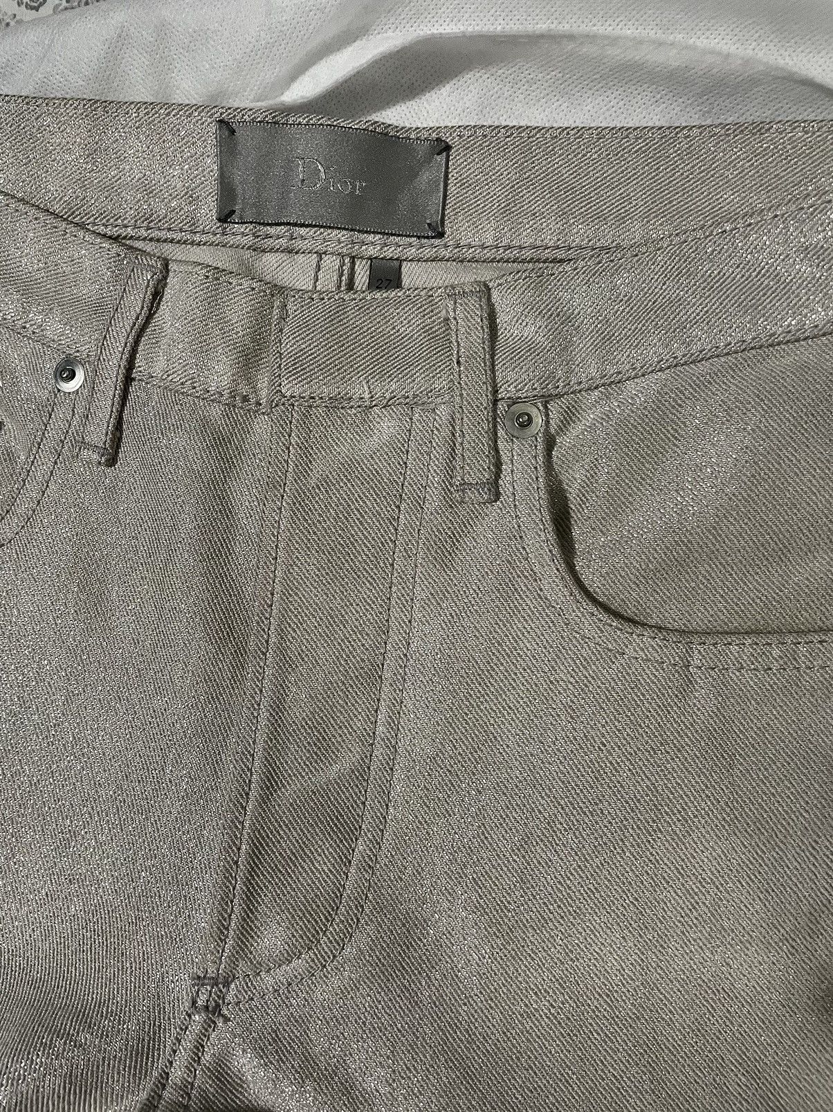 Dior Dior Homme SS07 White Glitter Jeans By Hedi Slimane Size US 27 - 3 Thumbnail