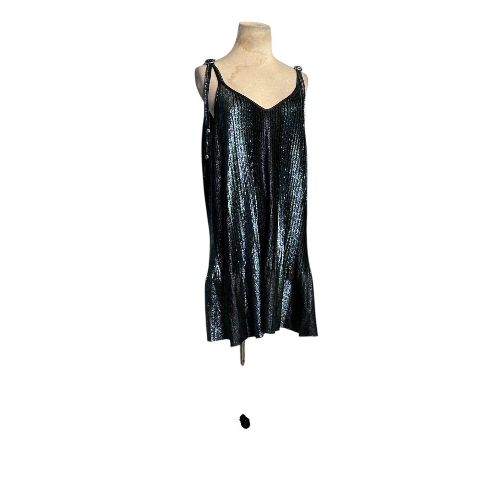 Adam Selman Adam Selman metallic pleated slip mini dress size Small Size S / US 4 / IT 40 - 14 Thumbnail