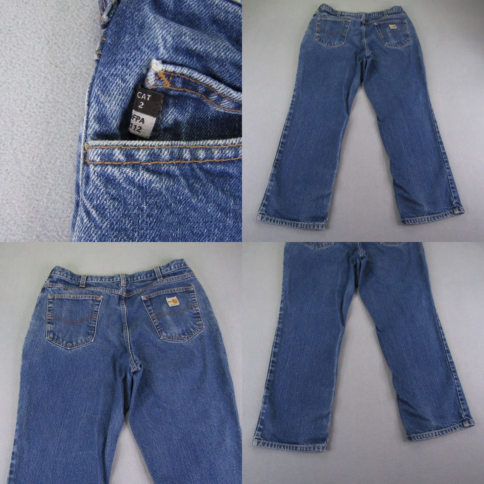 Carhartt Carhartt Jeans Mens 36x30 Blue Denim Flame-Resistant FR Workwear Jeans Regular Inseam 28in Pockets Logo Button Zipper - Mens Size US 36 / EU 52 - 8 Thumbnail