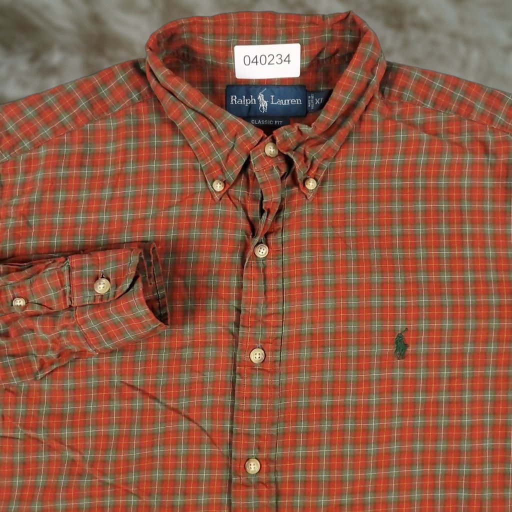 Ralph Lauren Ralph Lauren Shirt Mens XL Orange Plaid Button-Up Long Sleeve Casual Classic Preppy Pony Logo Button-Up Mens XL Orange Plaid Shirt Size US XL / EU 56 / 4 - 1 Thumbnail