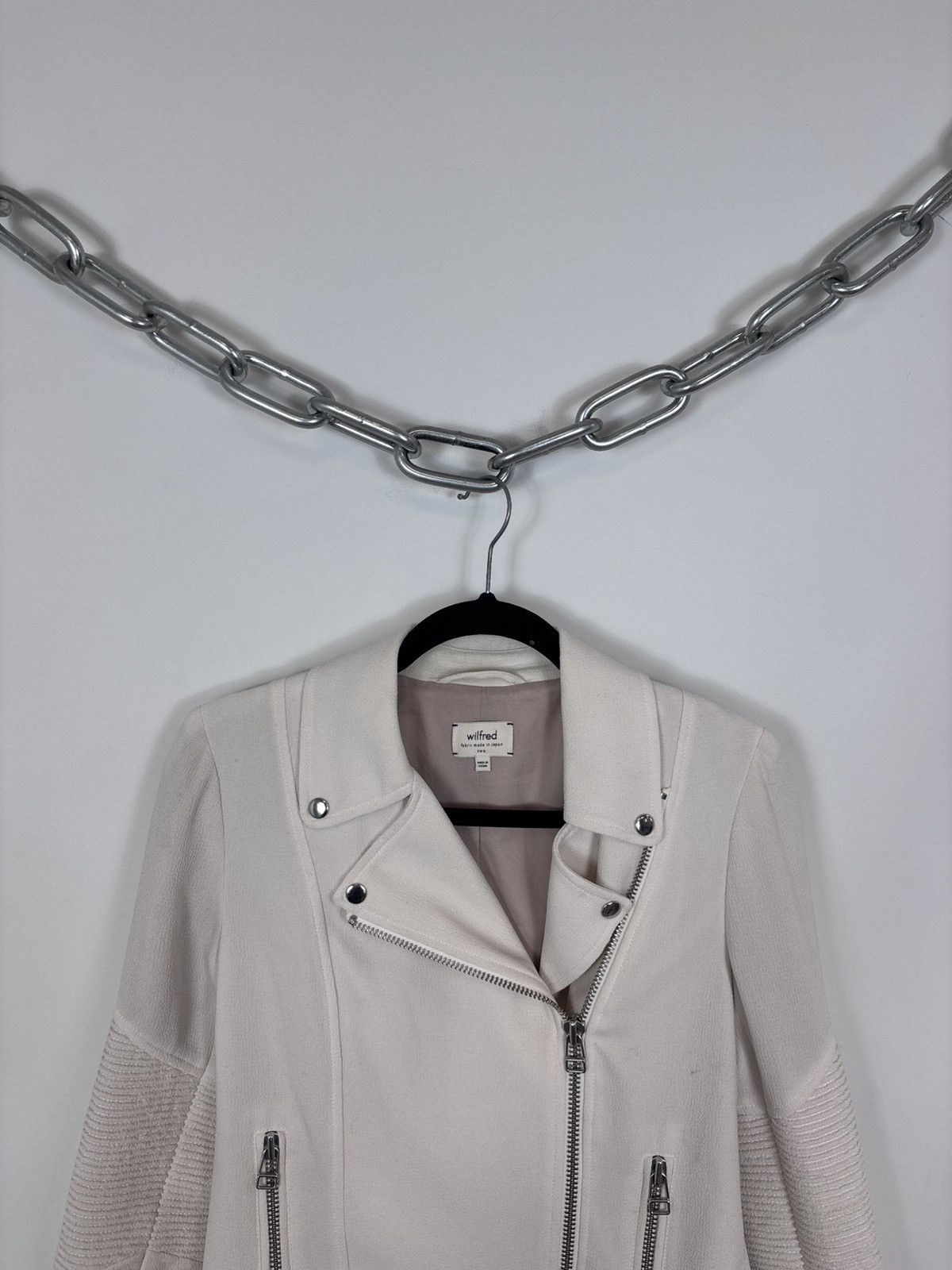 Aritzia Wilfred Aritzia Montesson Women’s Beige Ivory Moto Jacket Size S / US 4 / IT 40 - 4 Thumbnail