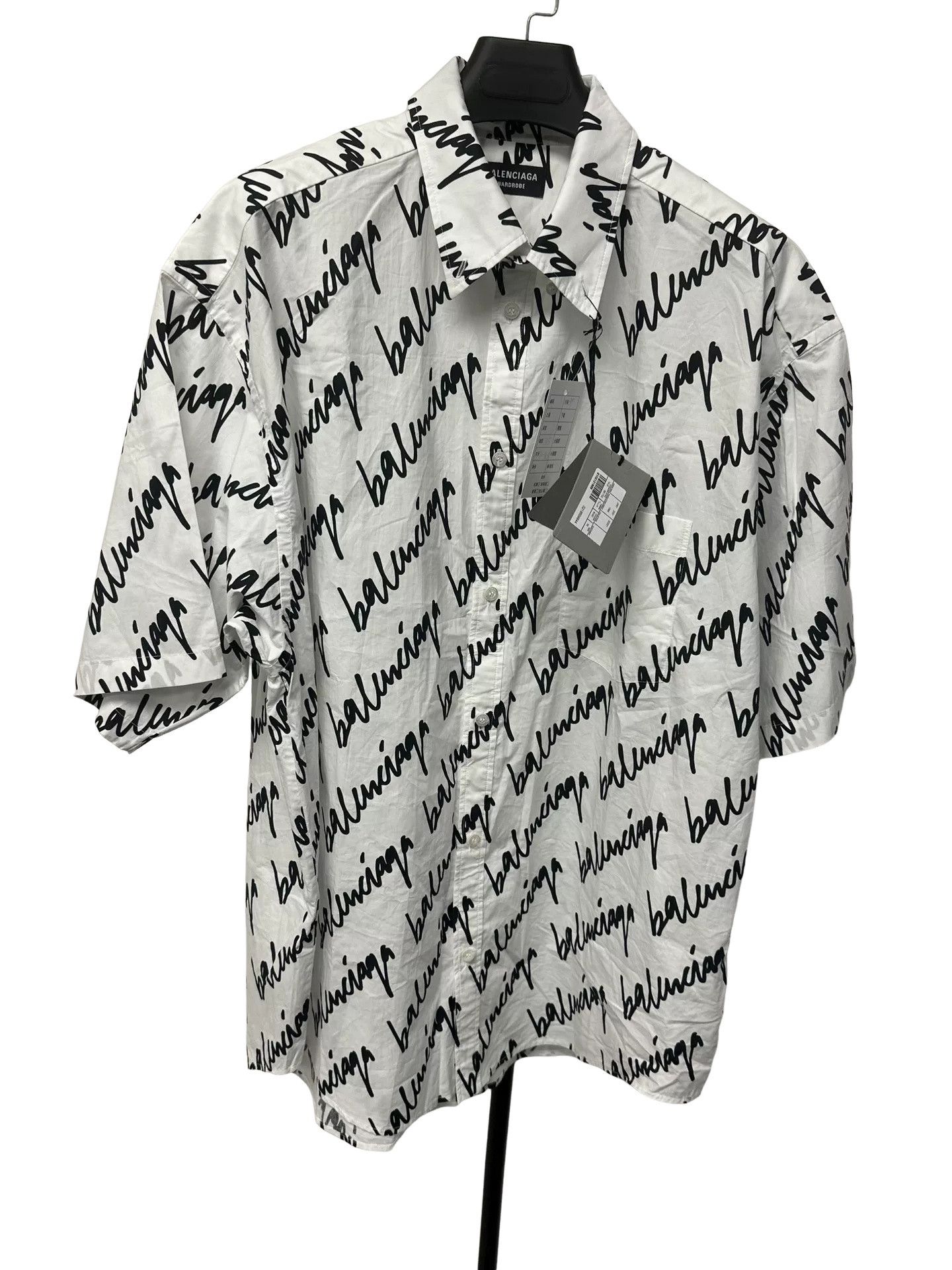 Balenciaga Balenciaga Scribble Logo Short Sleeve Shirt 39 Size US M / EU 48-50 / 2 - 1 Thumbnail