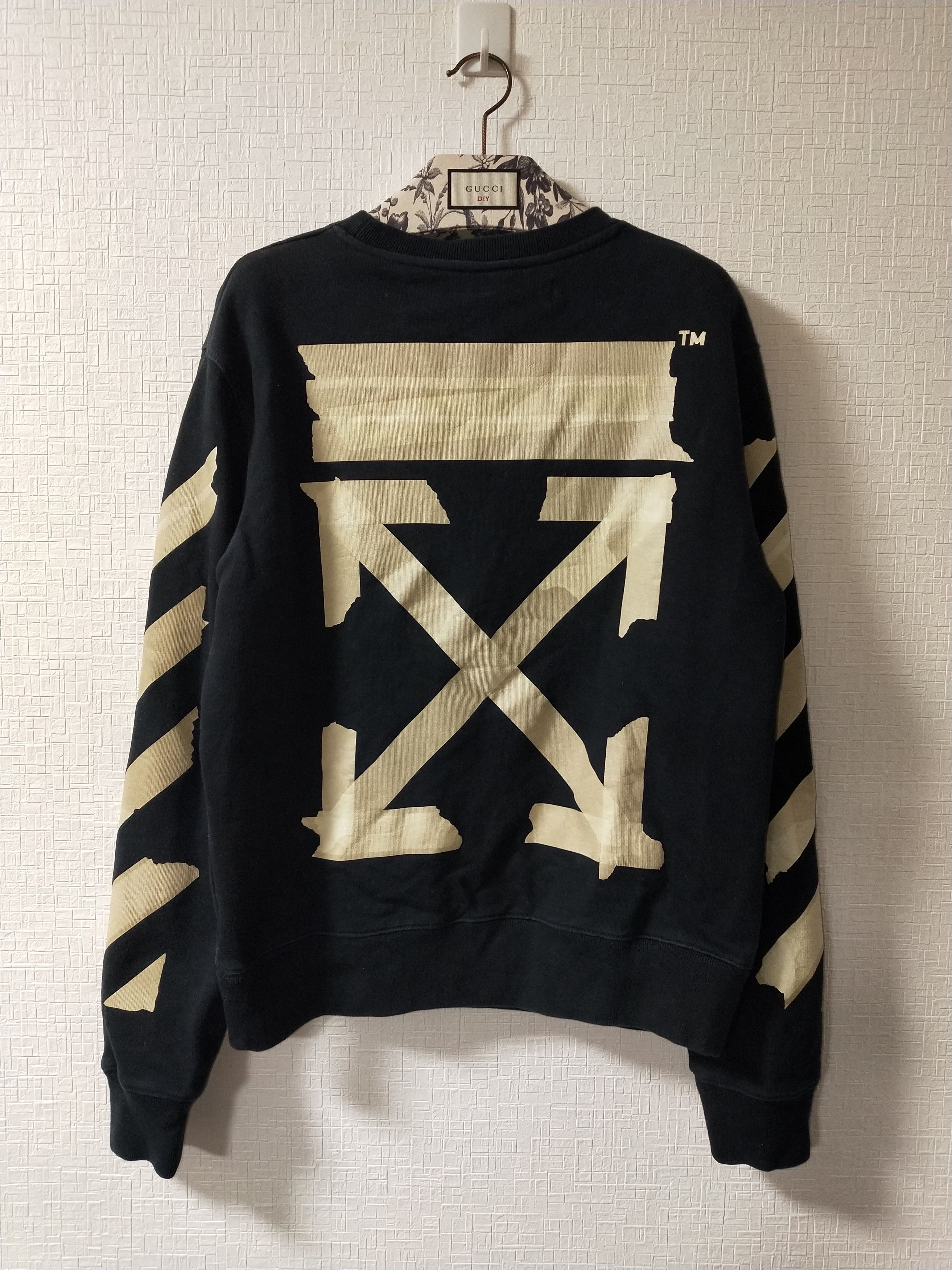 image of Off White Gold Tape Arrow Sweatshirt in Black, Men's (Size Small)