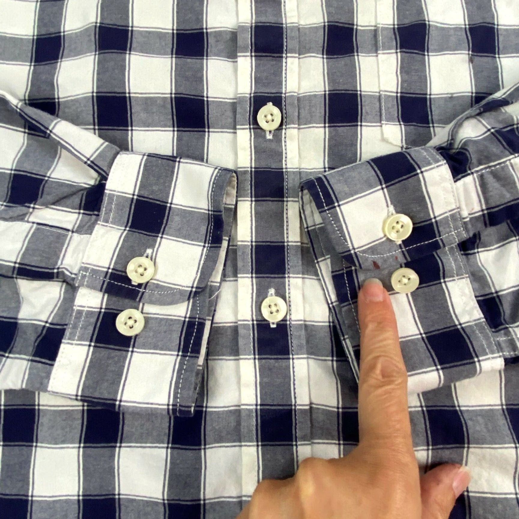 Merona Merona Mens Long Sleeve Button Up Shirt Medium Navy Blue White Checkered Size US M / EU 48-50 / 2 - 5 Thumbnail
