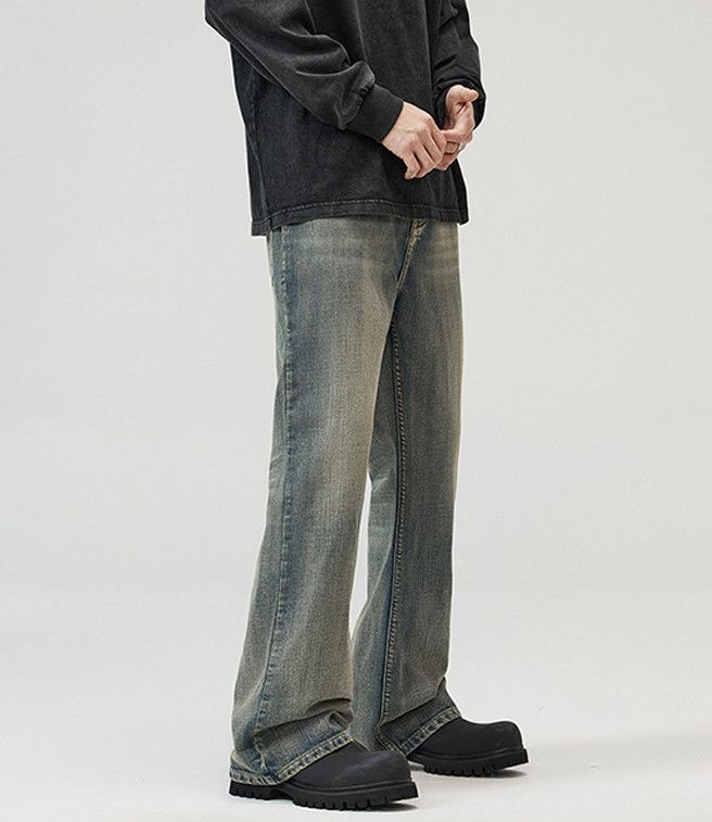 Jean American men's retro washed scimitar flared jeans Size US 32 / EU 48 - 3 Thumbnail