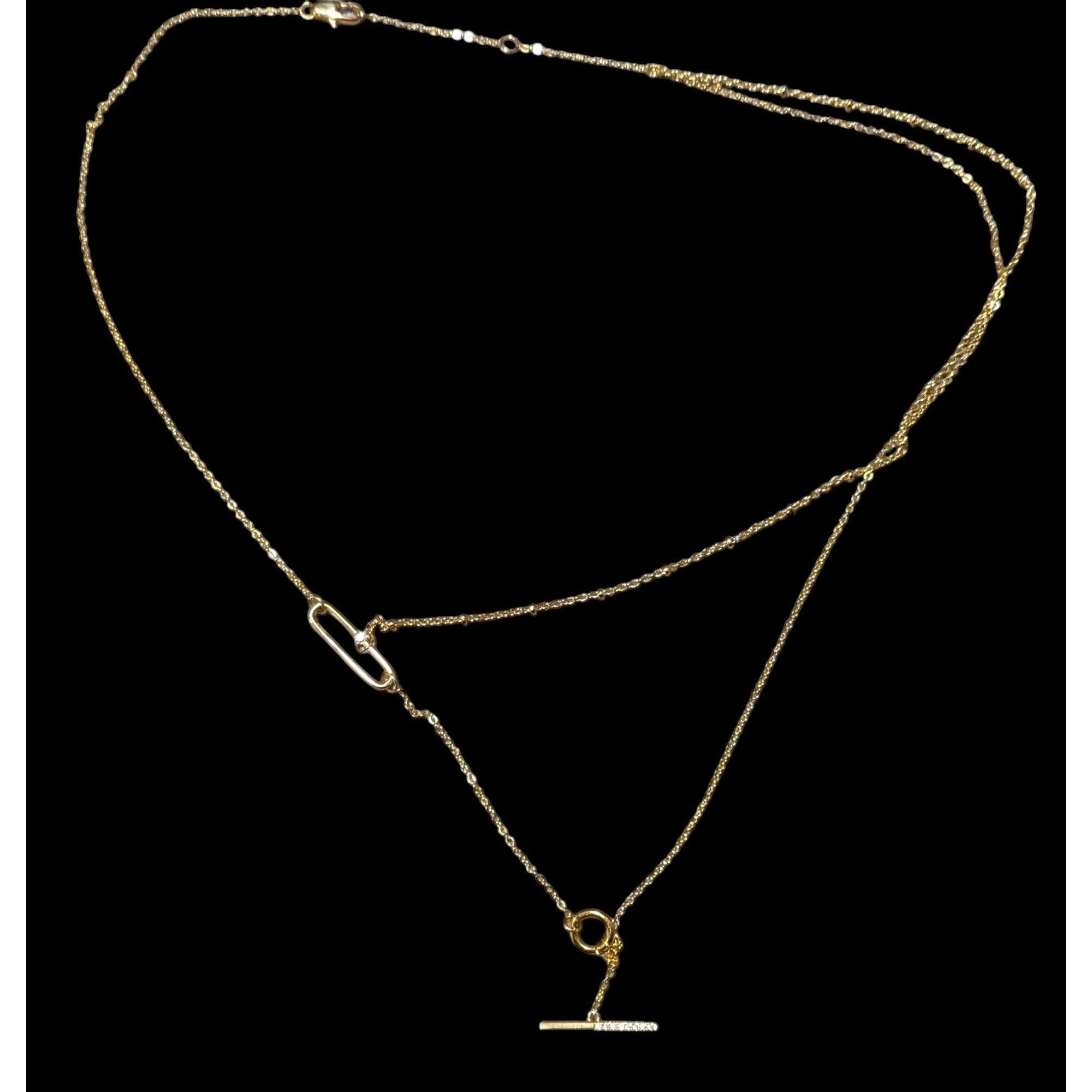 Other Minimalist Crystal Gold Tone Abstract Dainty Multilayer Neck Size ONE SIZE - 1 Thumbnail