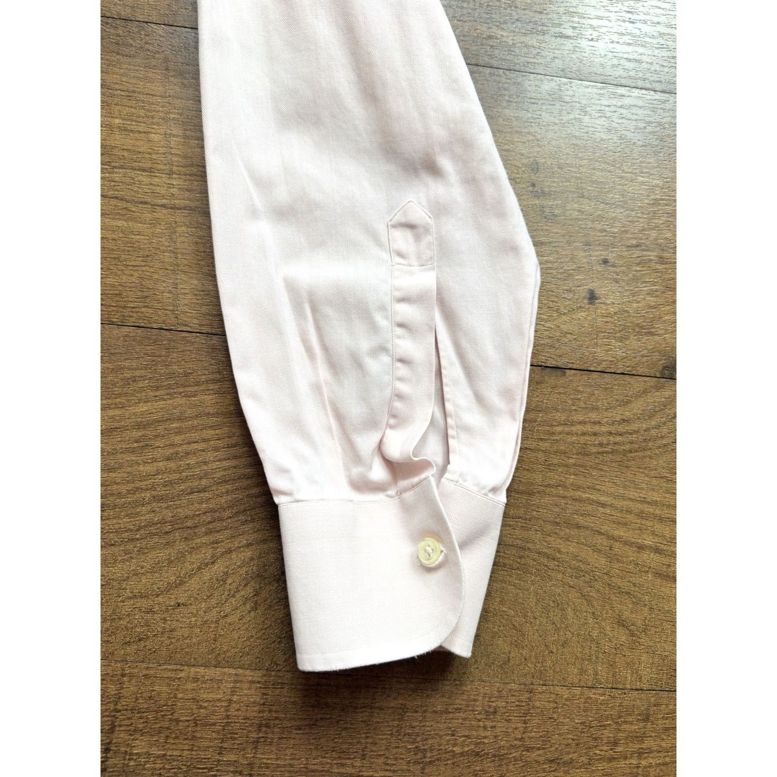 Brioni VINTAGE Brioni Herringbone Pink Dress Shirt Mens 42 16 1/2 100% Cotton Italy FLAW Size 42R - 6 Thumbnail
