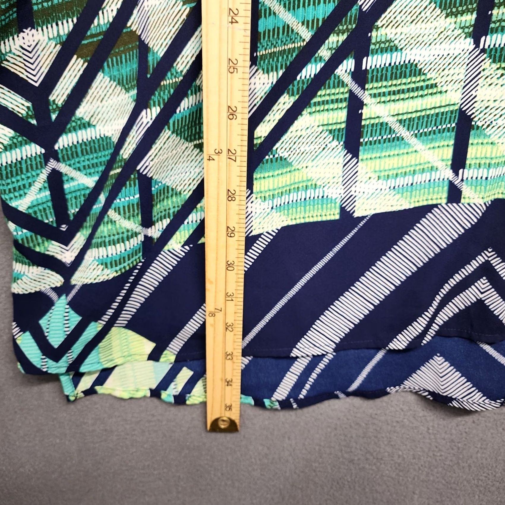 Vintage Ava Viv Blouse Geometric Print Blue Green 3X Plus Size Tunic Top Womens Size XXL / US 16-18 / IT 52-54 - 5 Thumbnail