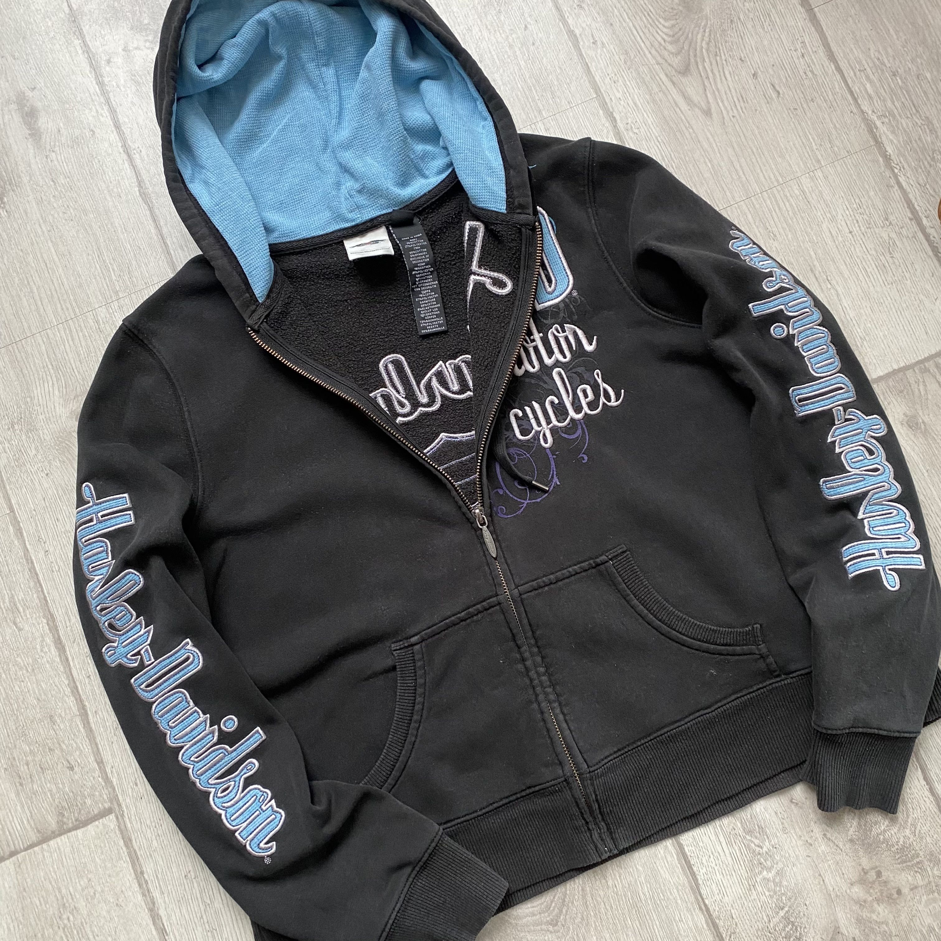 Affliction Vintage 90s Y2K Harley Davidson Logo Biker Graphic Zip Hodie Size L / US 10 / IT 46 - 8 Thumbnail
