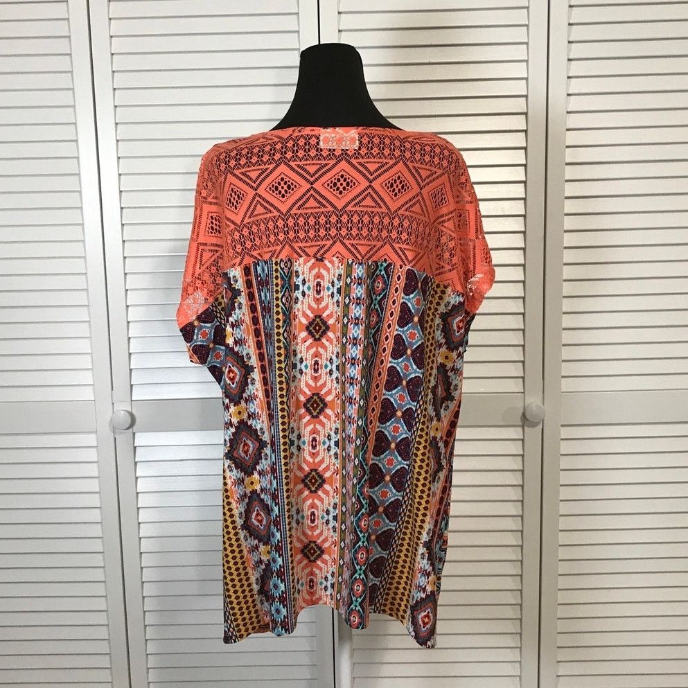 Other Bobbie Brooks Boho Southwest Lace Accent Blouse Women 3X Size 3XL / US 20-22 - 3 Thumbnail