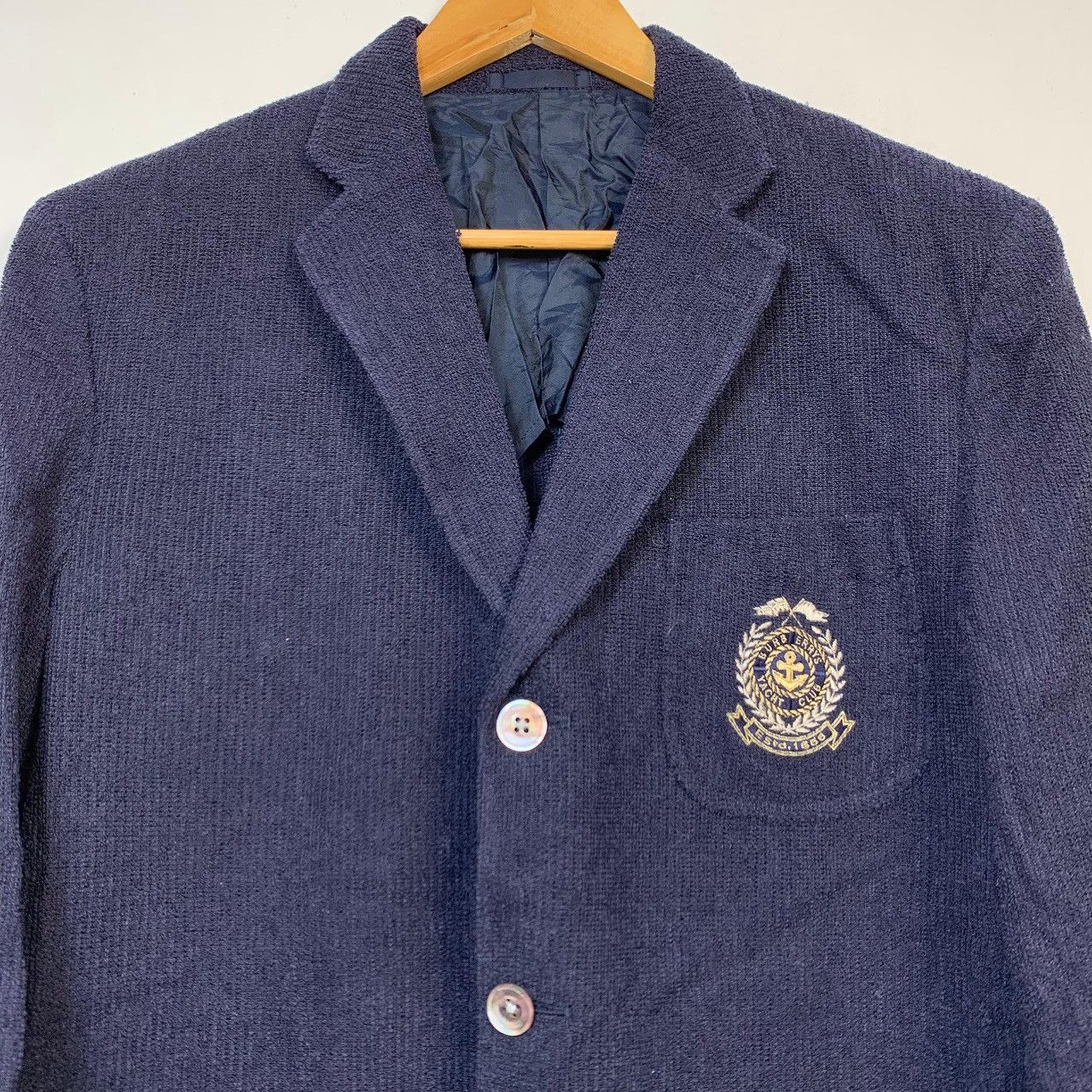 Burberry Vintage Burberrys Yacht Club Corduroy Blazer Navy Blue Size 40S - 5 Thumbnail