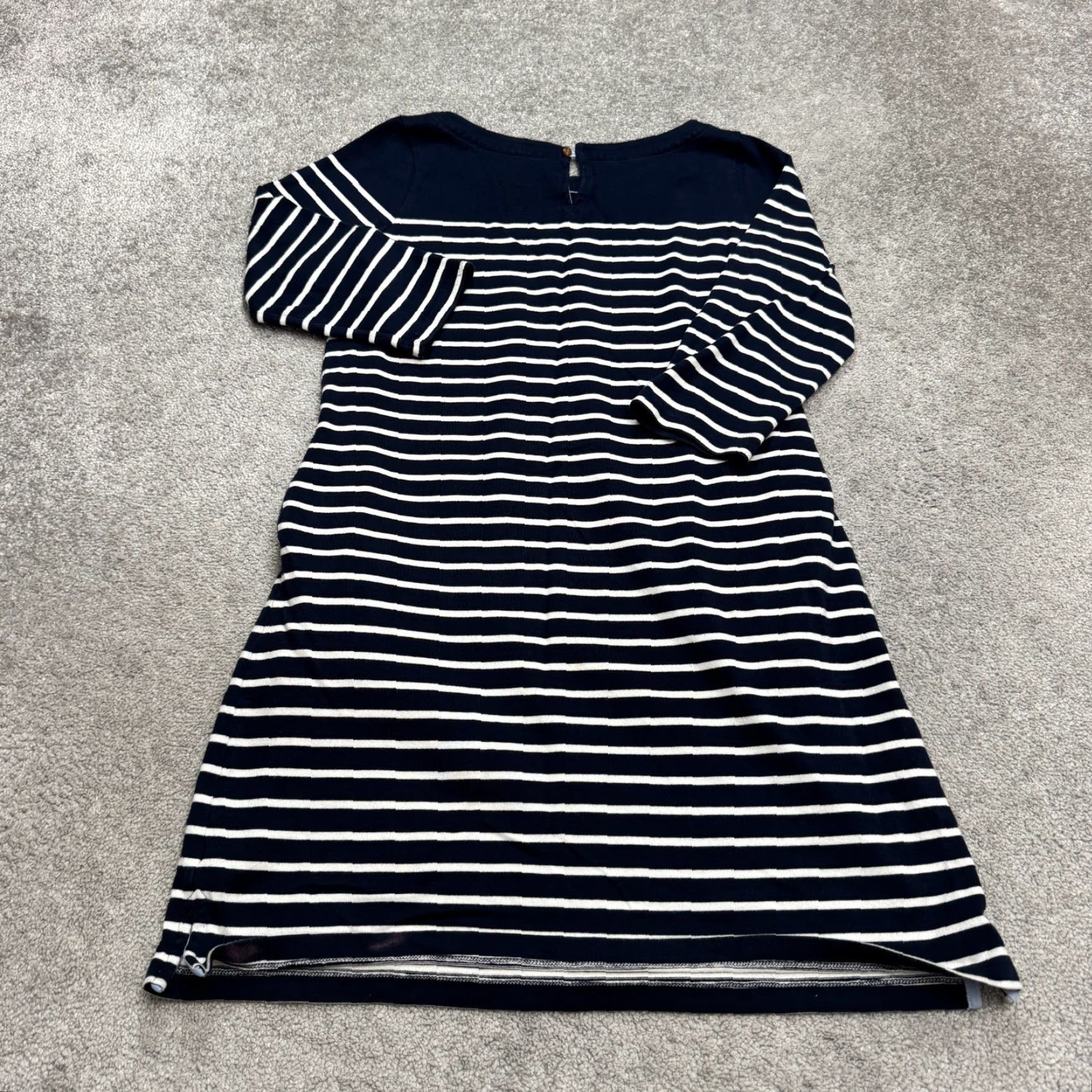Vintage L.L. Bean Boat Neck Striped Shift Dress Women Large Navy White 3/4 Sleeve Casual Size L / US 10 / IT 46 - 2 Thumbnail