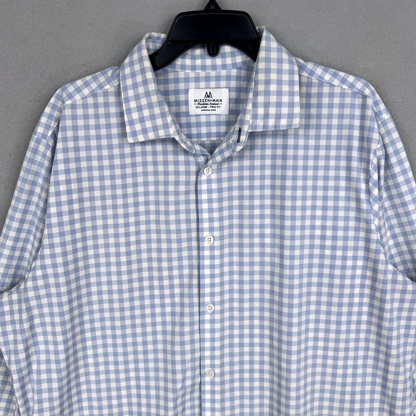 Mizzen+Main Mizzen Main Shirt Mens 2XL Blue White Gingham Stretch Trim Fit Button Up Preppy Size US XXL / EU 58 / 5 - 2 Thumbnail