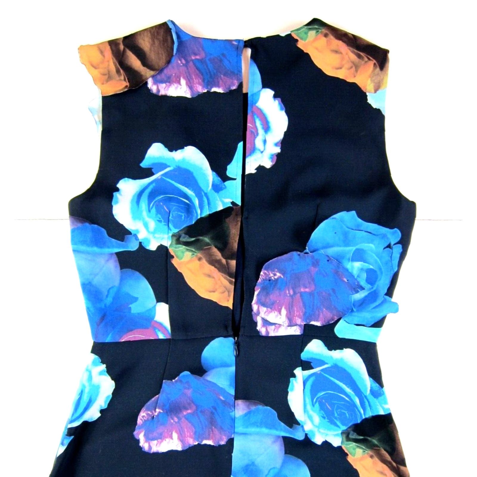 Vintage BABATON Black Blue Pink Floral Patch Sleeveless Long Maxi Sheath Tank Dress 2 Size XS / US 0-2 / IT 36-38 - 5 Thumbnail