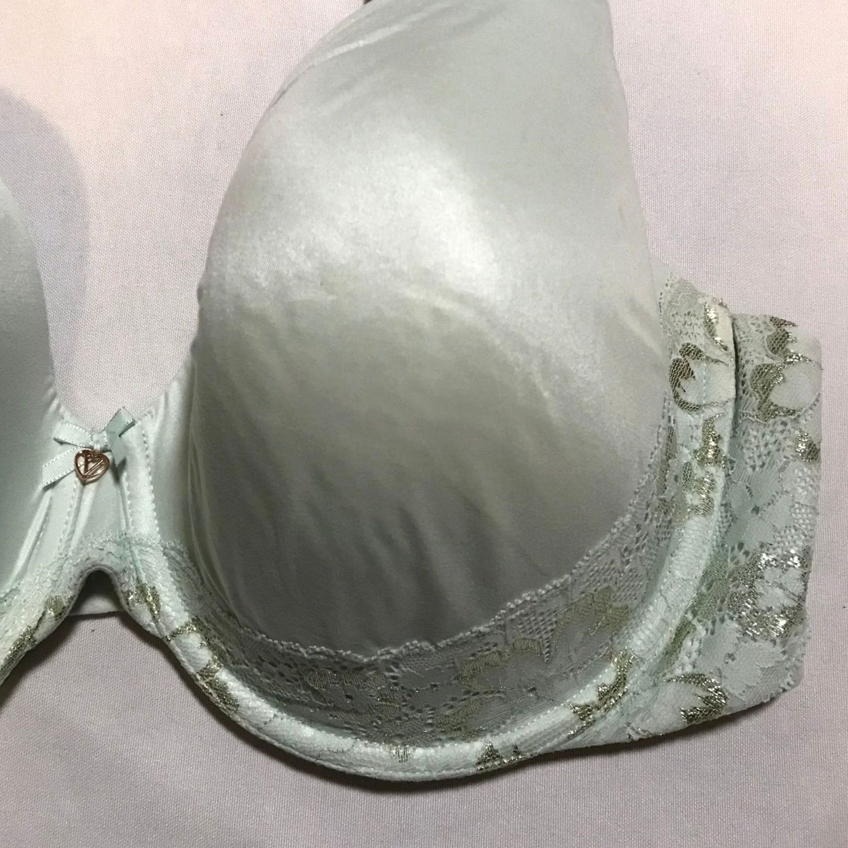 Victoria's Secret Victoria's Secret 38DD Light Blue Push Up Bra Lace Trim Balconette Bra Women Size ONE SIZE - 2 Thumbnail