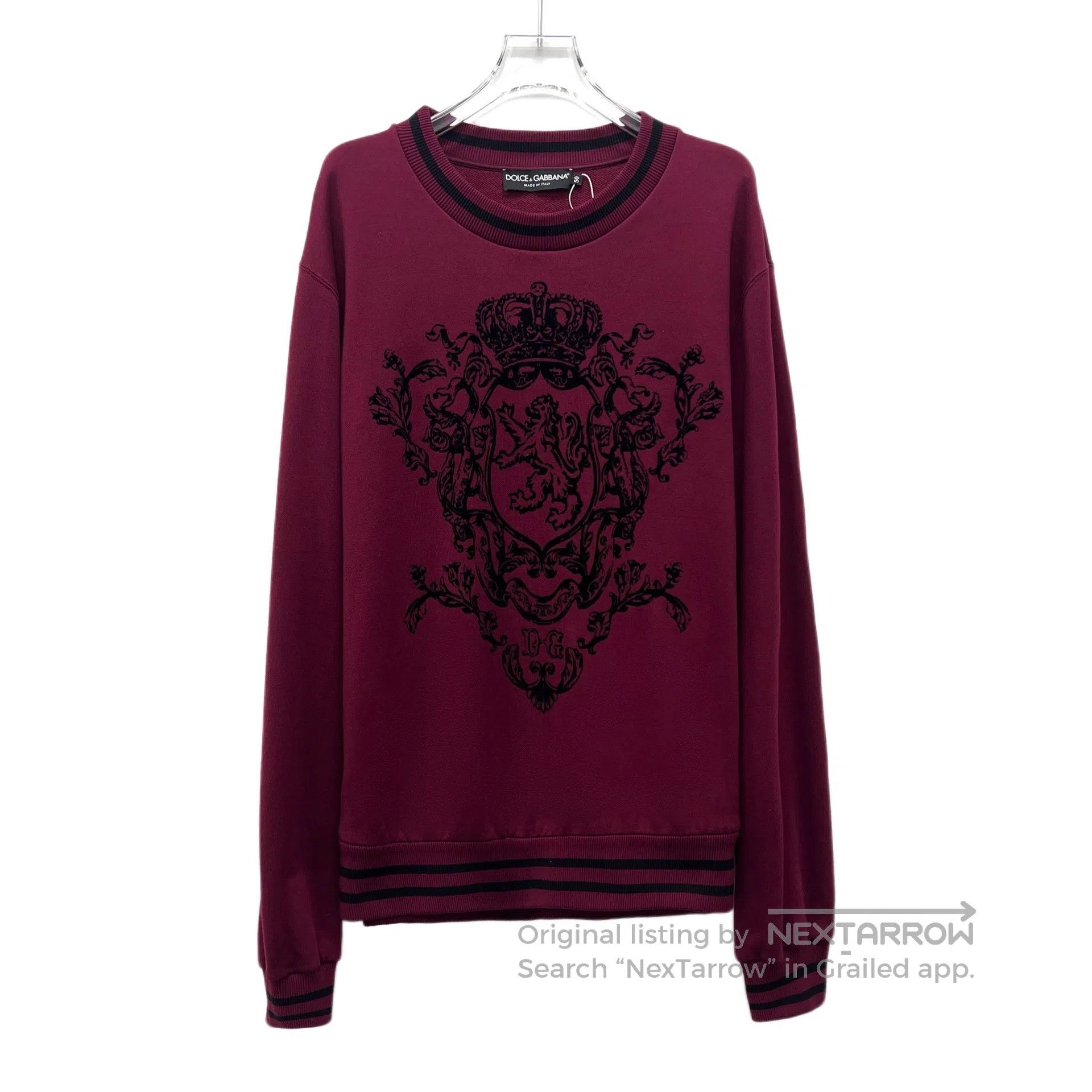 Dolce & Gabbana Dolce Gabbana Dark Red Crown Totem Embroidered Cotton Crew Size US M / EU 48-50 / 2 - 1 Thumbnail