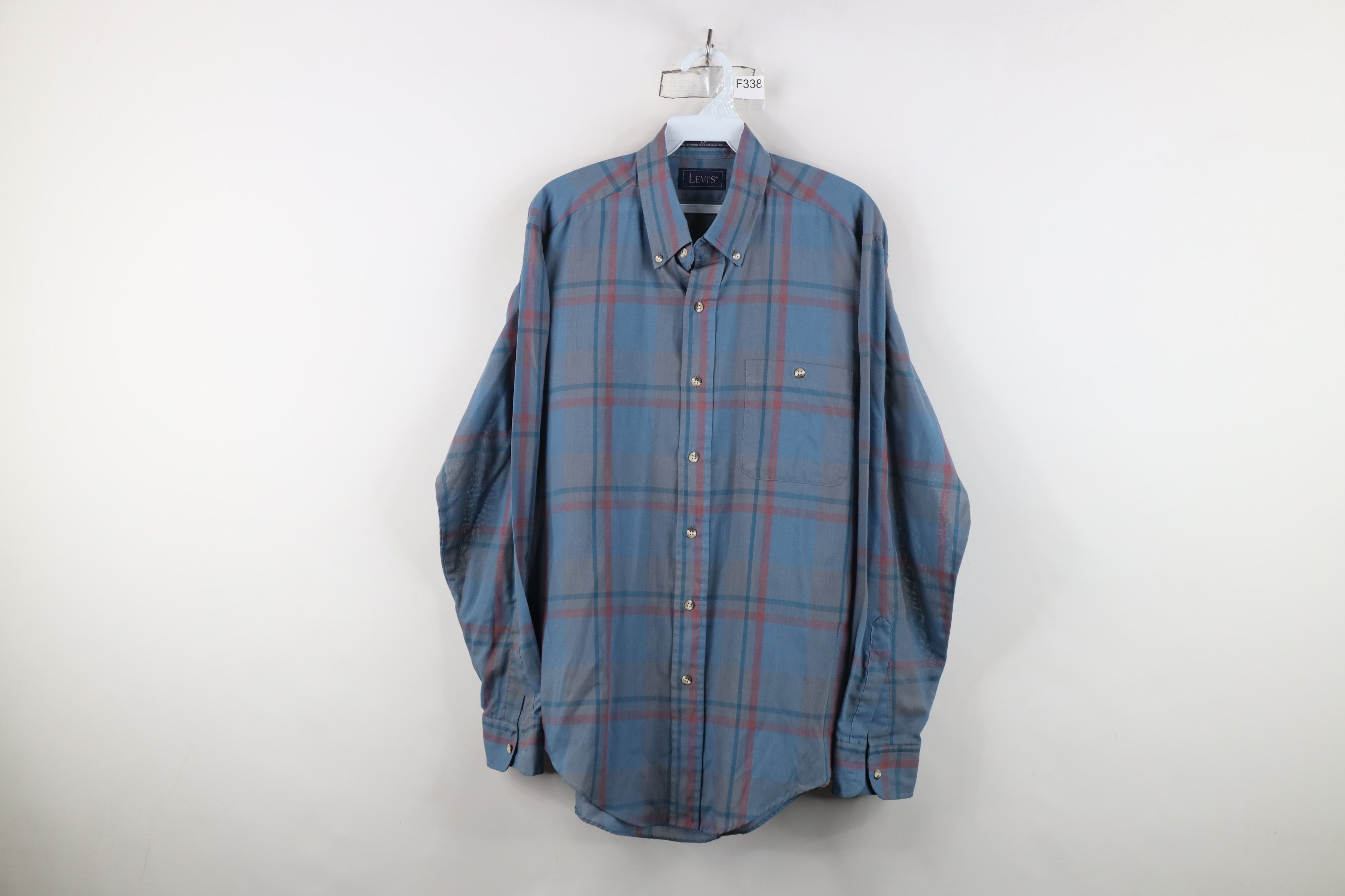 Levi's Vintage 80s 90s Levis Sheer Collared Button Down Shirt Plaid Size US L / EU 52-54 / 3 - 1 Thumbnail