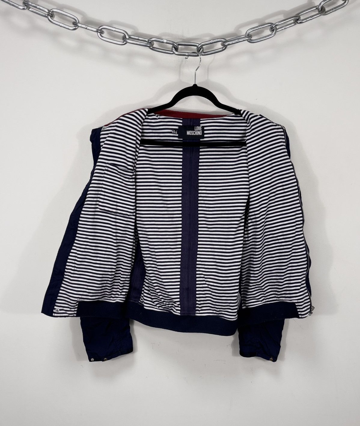 Love Moschino Love Moschino Women’s Navy Blue Shiny Bomber Jacket Size XXL / US 16-18 / IT 52-54 - 2 Thumbnail