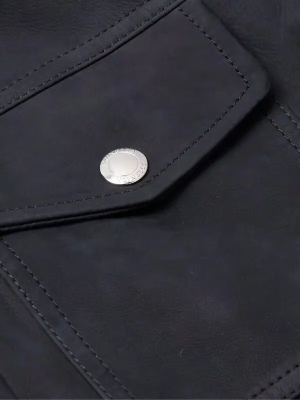 Brunello Cucinelli o1w1db11025 Nubuck Trucker Jacket in Navy Blue Size US S / EU 44-46 / 1 - 4 Thumbnail