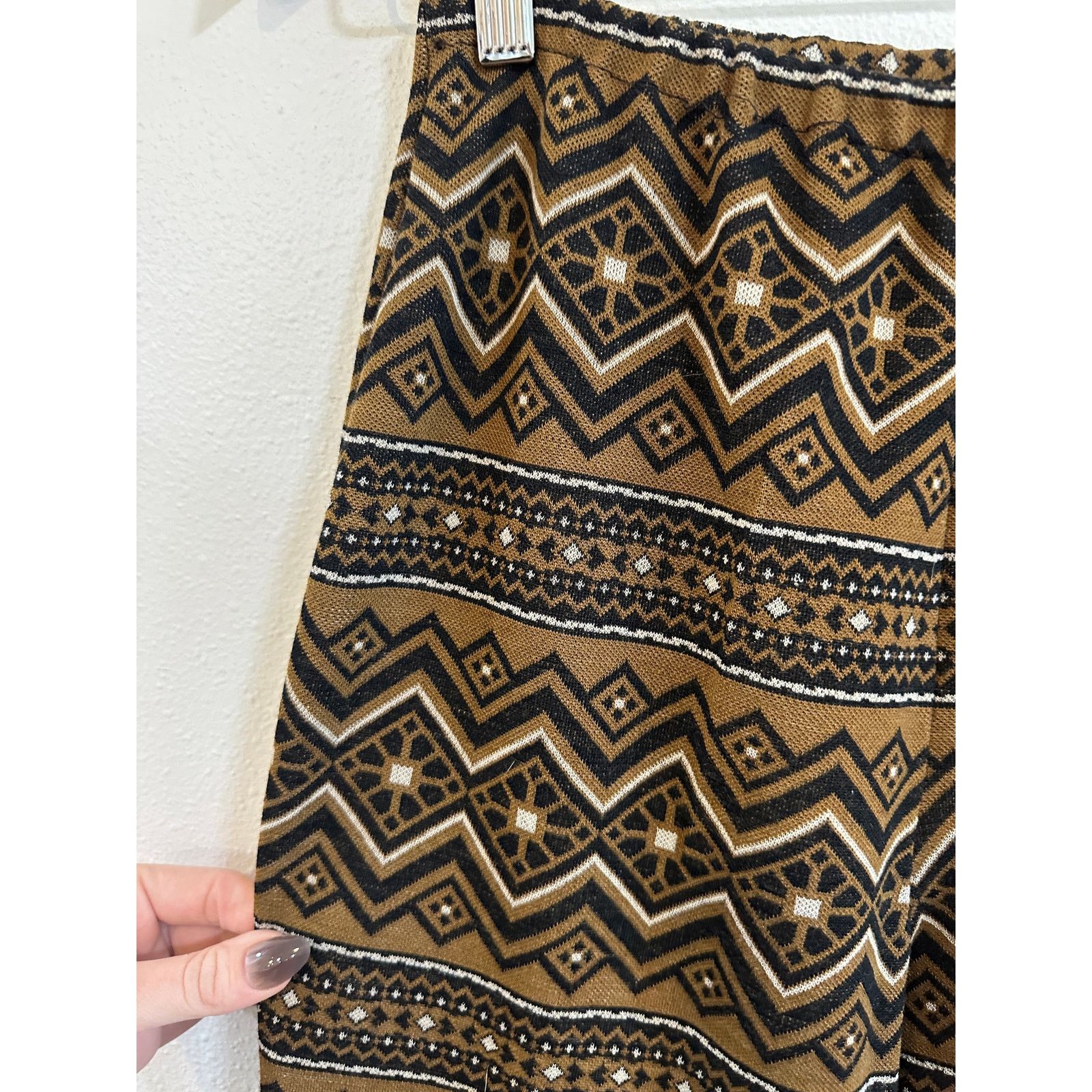 Vintage 70s Funky Patterned Double Knit Poly Pants Size 27" / US 4 / IT 40 - 3 Thumbnail