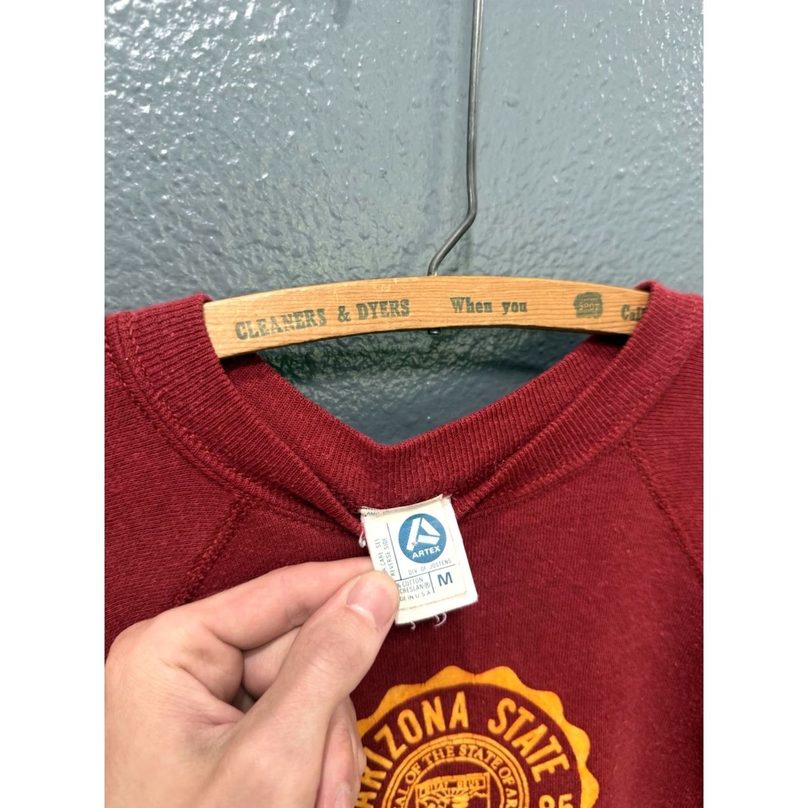 Vintage VINTAGE Artex Arizona State University Flock Print Red Sweatshirt M Men Pullover 70s University Mens Size US M / EU 48-50 / 2 - 2 Thumbnail
