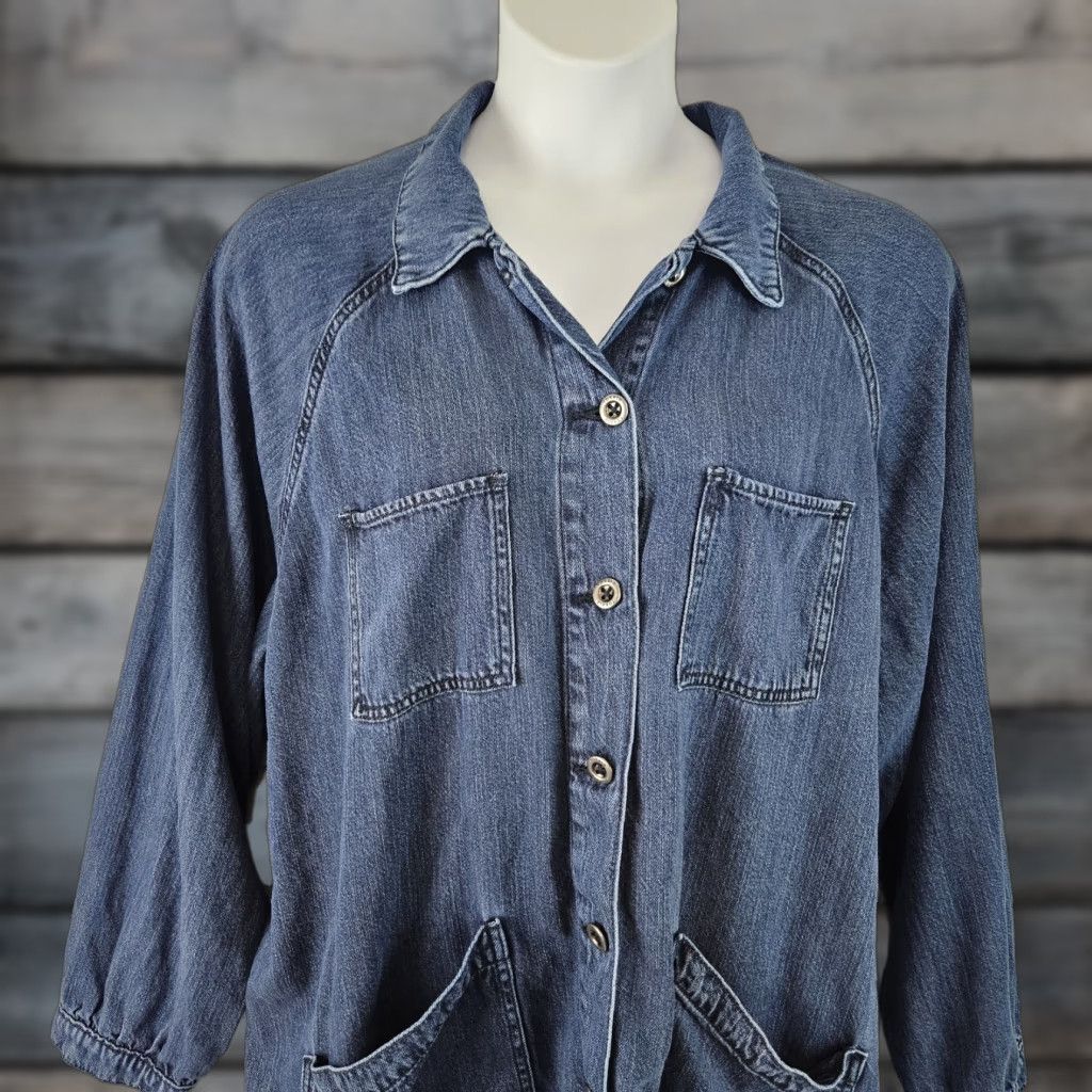 Torrid Torrid Jacket Womens Chore Blue Button Front Size 4X Lyocell Tencel Long Sleeve Plus Womens Torrid Chore Jacket Blue Button Front Size 4X Size S / US 4 / IT 40 - 1 Thumbnail