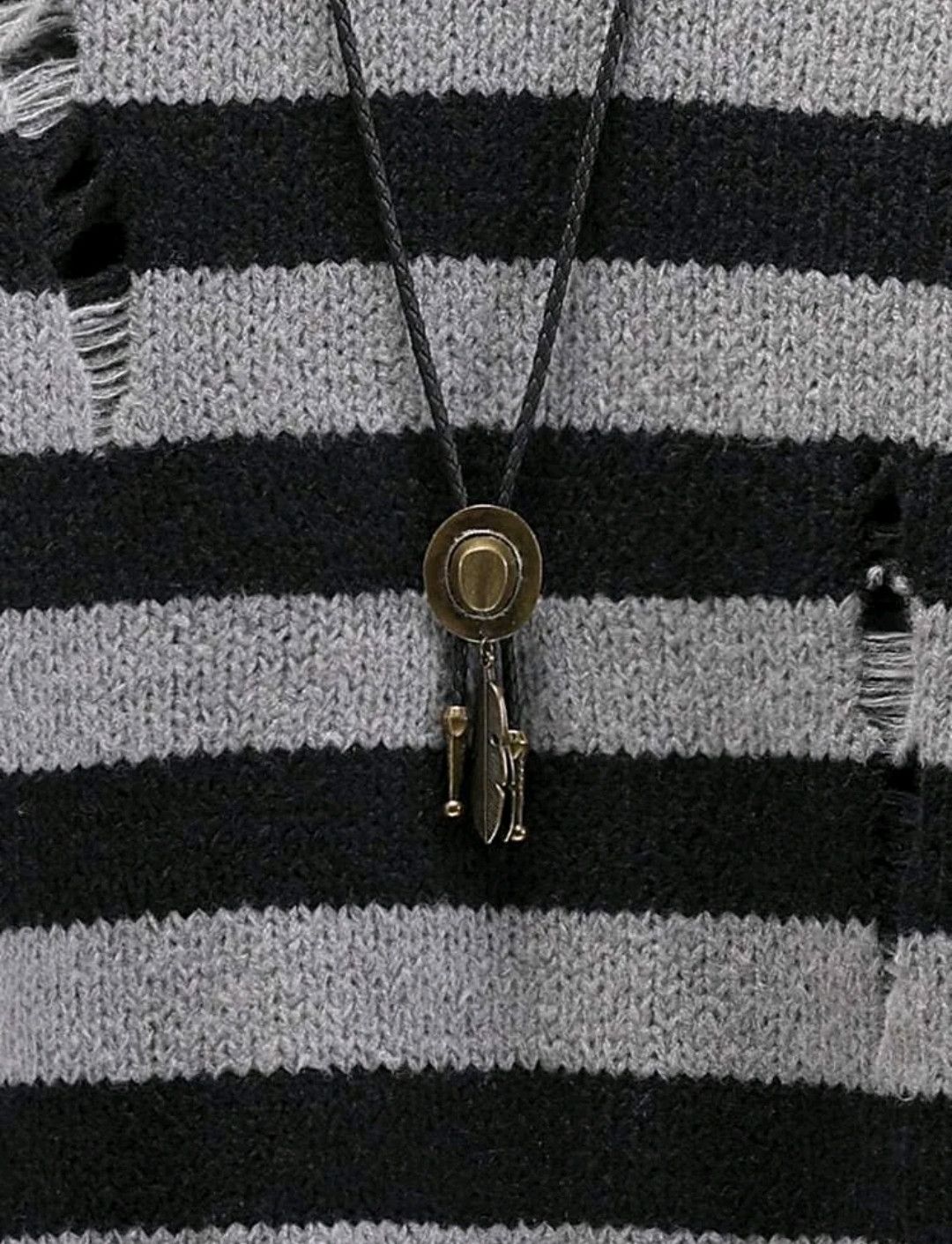 Japanese Brand × Vintage Striped Ripped Distressed Drop Shoulder Sweater Unisex Size US M / EU 48-50 / 2 - 8 Thumbnail