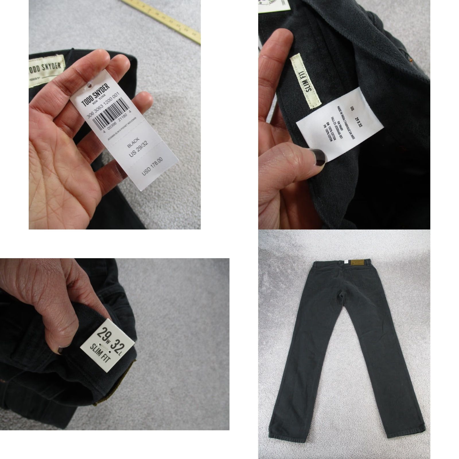 Todd Snyder Todd Snyder Pants Mens 29 Dark Gray Cotton Slim Fit 29X32 NEW Size US 29 - 8 Thumbnail