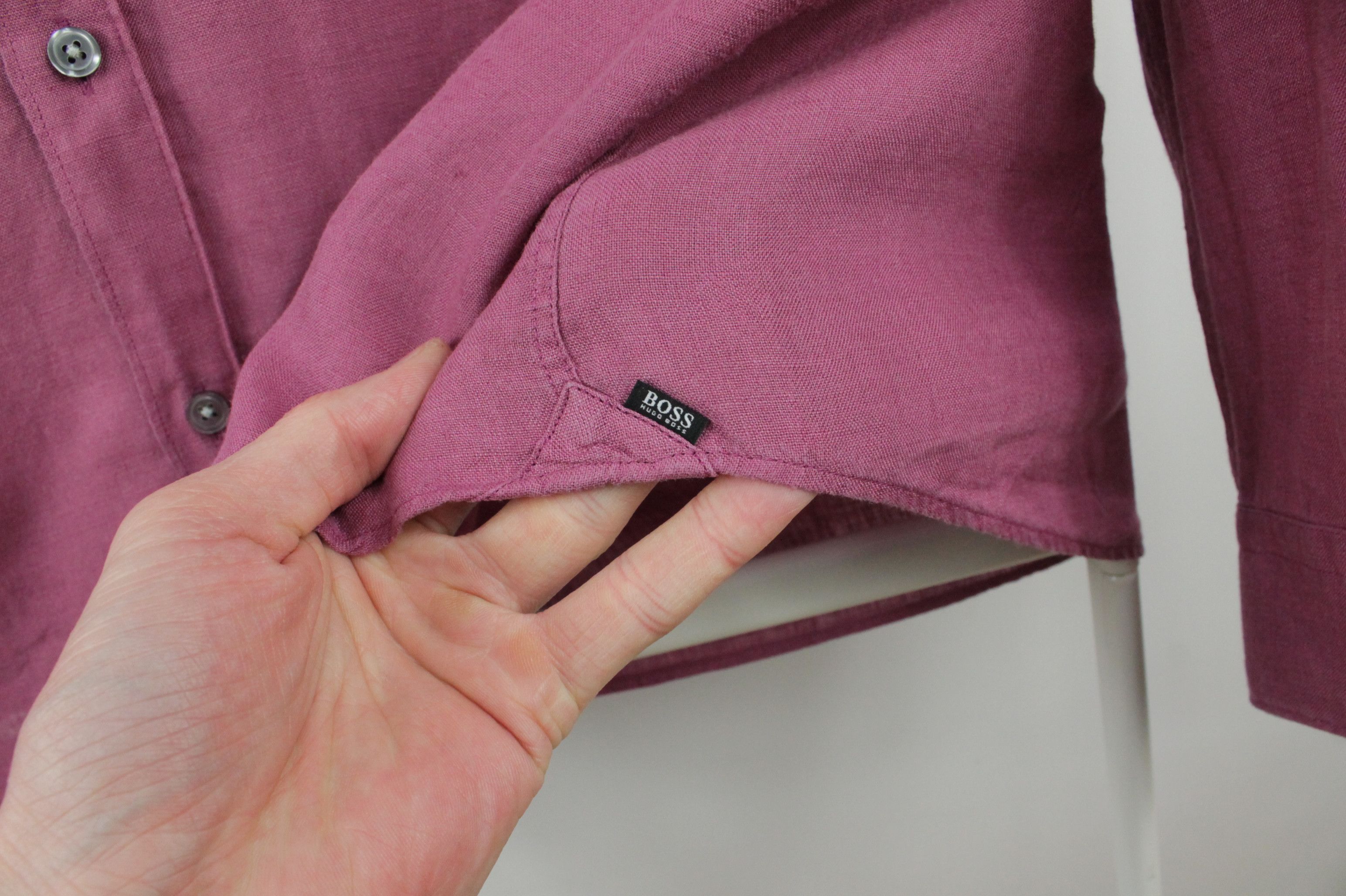 Hugo Boss Hugo Boss Regular Fit Pale Pink Linen Shirt Men's Size US S / EU 44-46 / 1 - 6 Thumbnail
