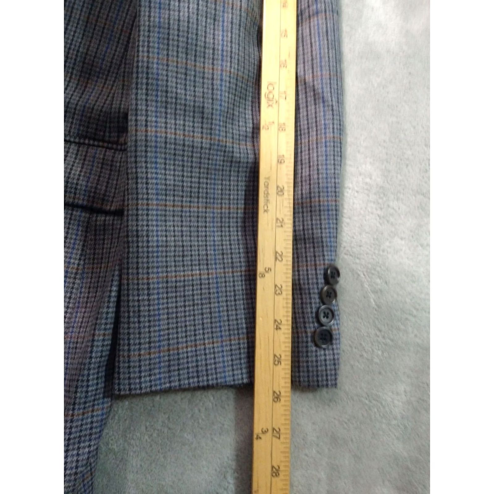 Brooks Brothers Brooks Brothers Blazer Mens 44L Wool Grey Plaid Windowpane 2 Piece Notch Lapel Long Coat Jacket Chest 44in Dry Clean Only Mens Size 44R - 7 Thumbnail