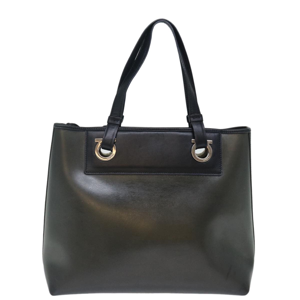 Gancini Grey Leather Handbag (Pre-Owned)