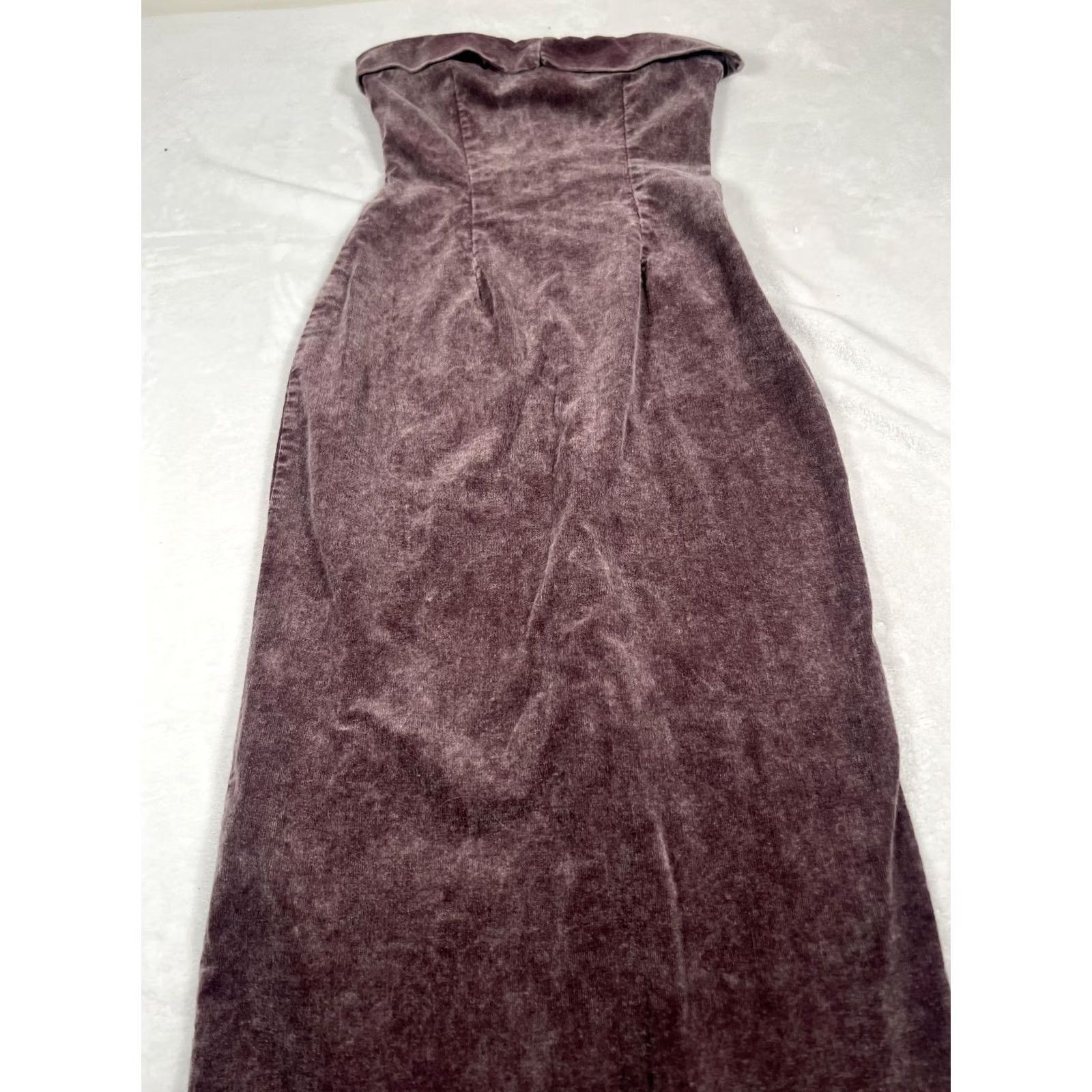 Fashion Nova VINTAGE? No. Fashion Nova Dress Womens Small Brown Always In Style Corduroy Midi Strapless Size S / US 4 / IT 40 - 3 Thumbnail
