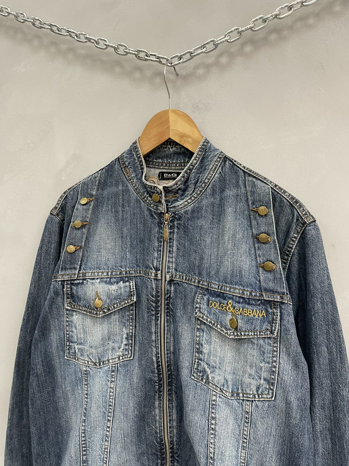 Dolce & Gabbana Rare distressed denim dolce gabbana y2k jacket front logo Size US M / EU 48-50 / 2 - 3 Thumbnail
