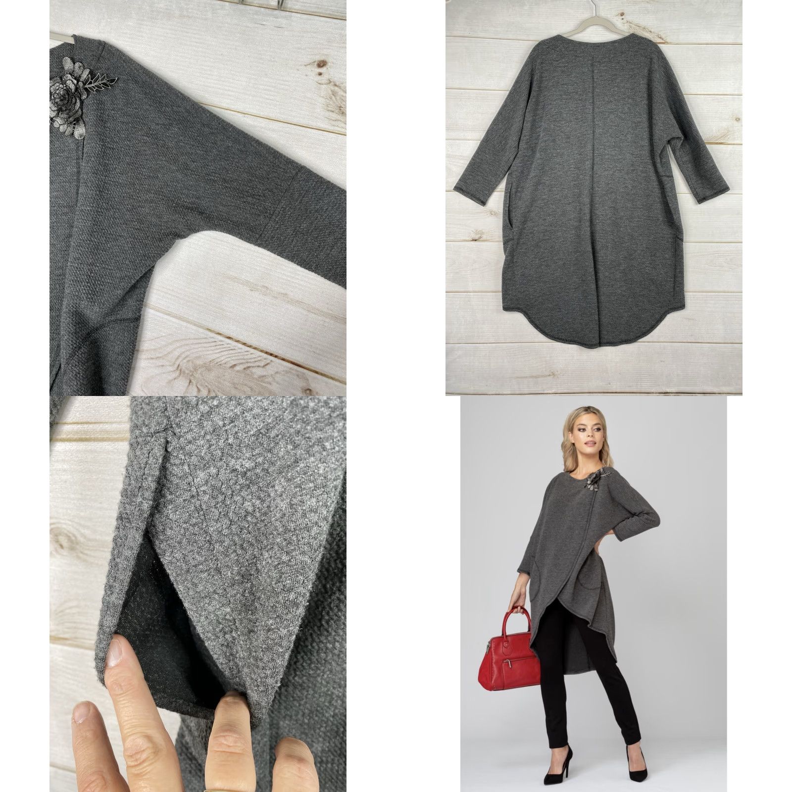 Joseph Ribkoff Joseph Ribkoff Sweater Womens 12 Gray Tunic Dolman Sleeve Knit Round Neck Casual Workwear Daywear Vintage: No Size XL / US 12-14 / IT 48-50 - 8 Thumbnail