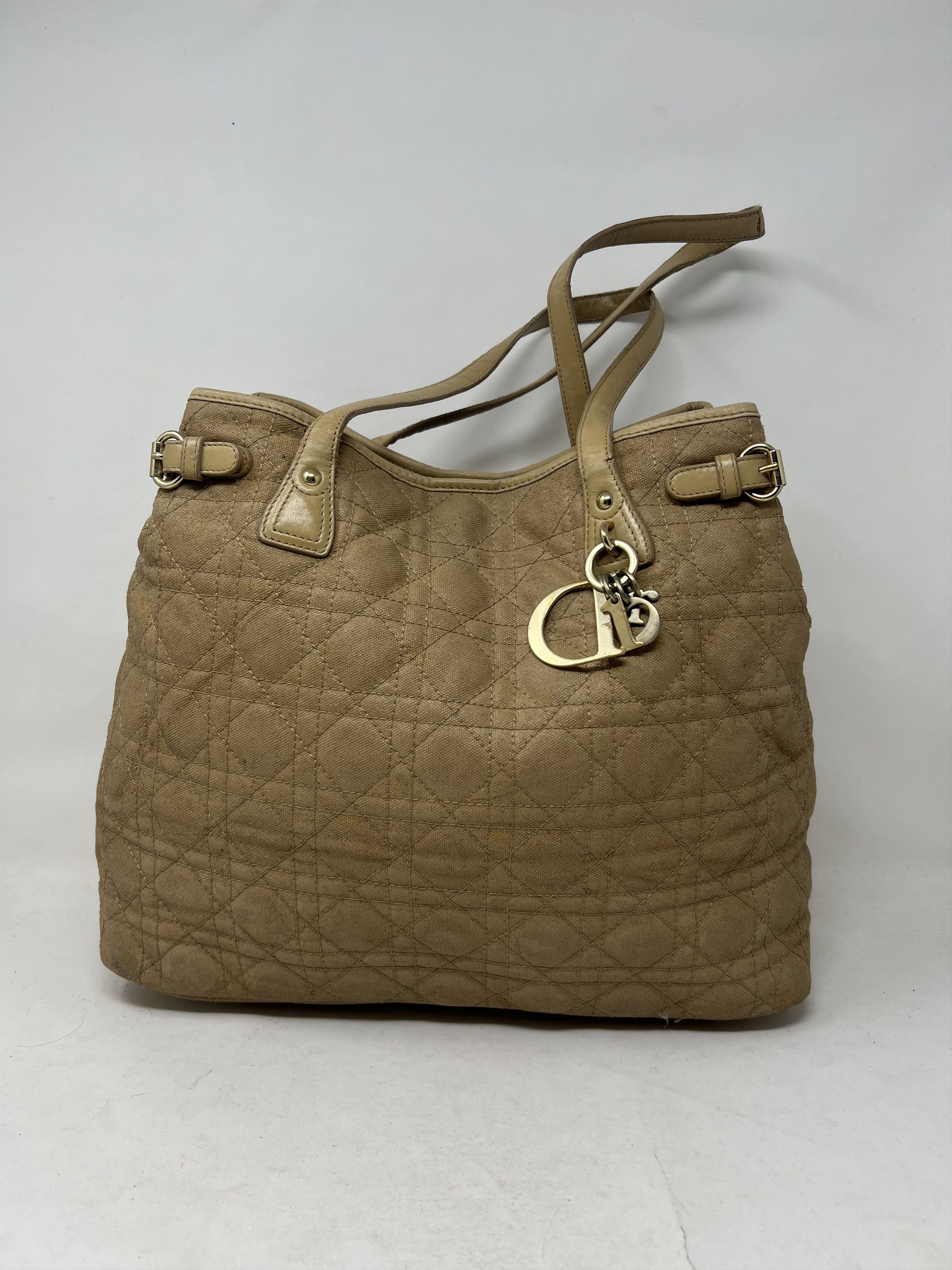 Christian Dior Monsieur Christian Dior Panarea Cannage Quilted Canvas Tote Size ONE SIZE - 1 Thumbnail