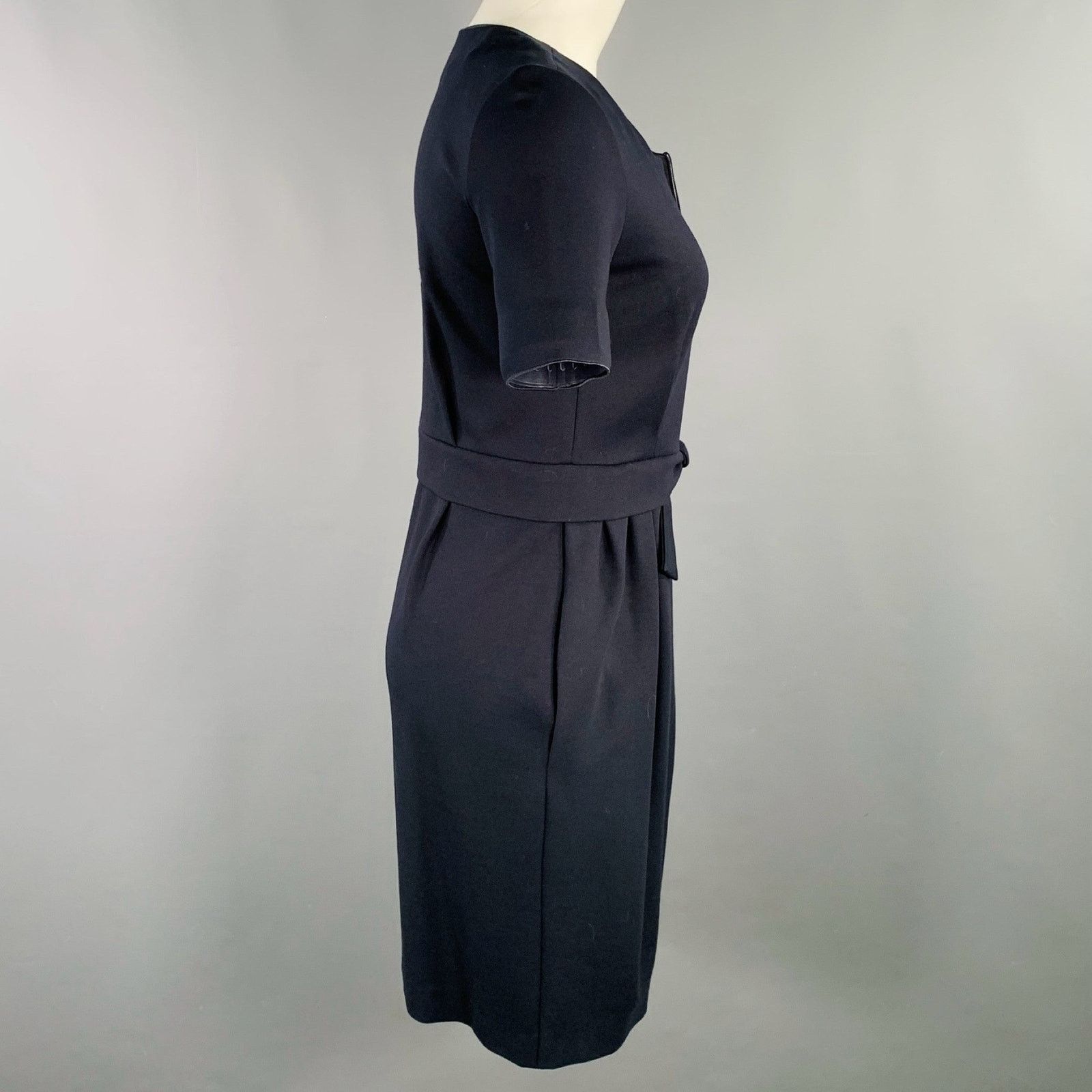 Armani Collezioni Size 4 Navy Viscose Blend Pleated Zip Up Dress Size S / US 4 / IT 40 - 3 Thumbnail