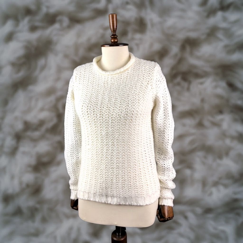 Acne Studios Acne Studios Knitted Pullover Lyocell White Women Size L Crew Neck Cable-Knit Sweater Size L / US 10 / IT 46 - 1 Thumbnail