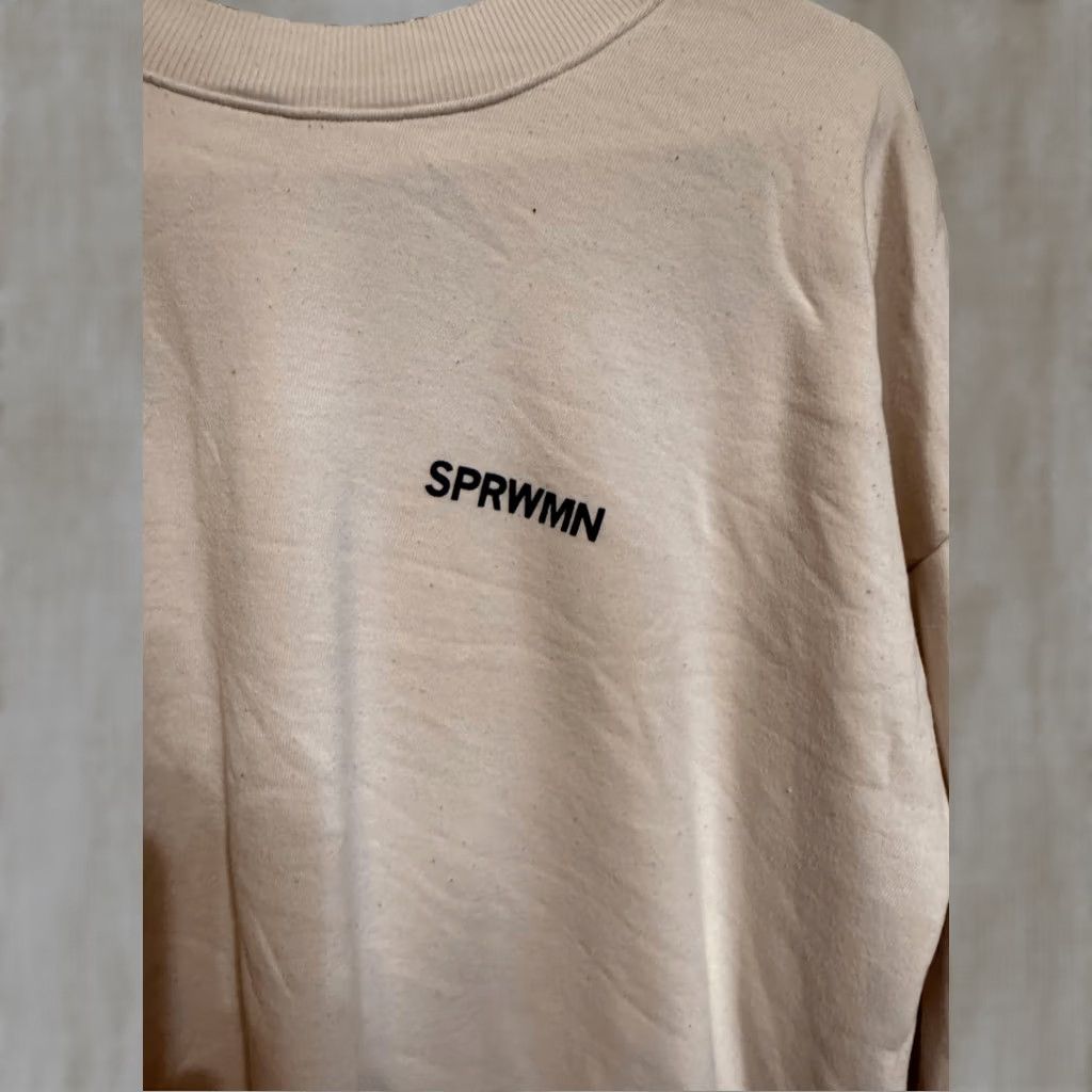 Vintage SPRWMN Women's Crew Neck Tan Logo Pullover Sweatshirt L Size L / US 10 / IT 46 - 1 Thumbnail