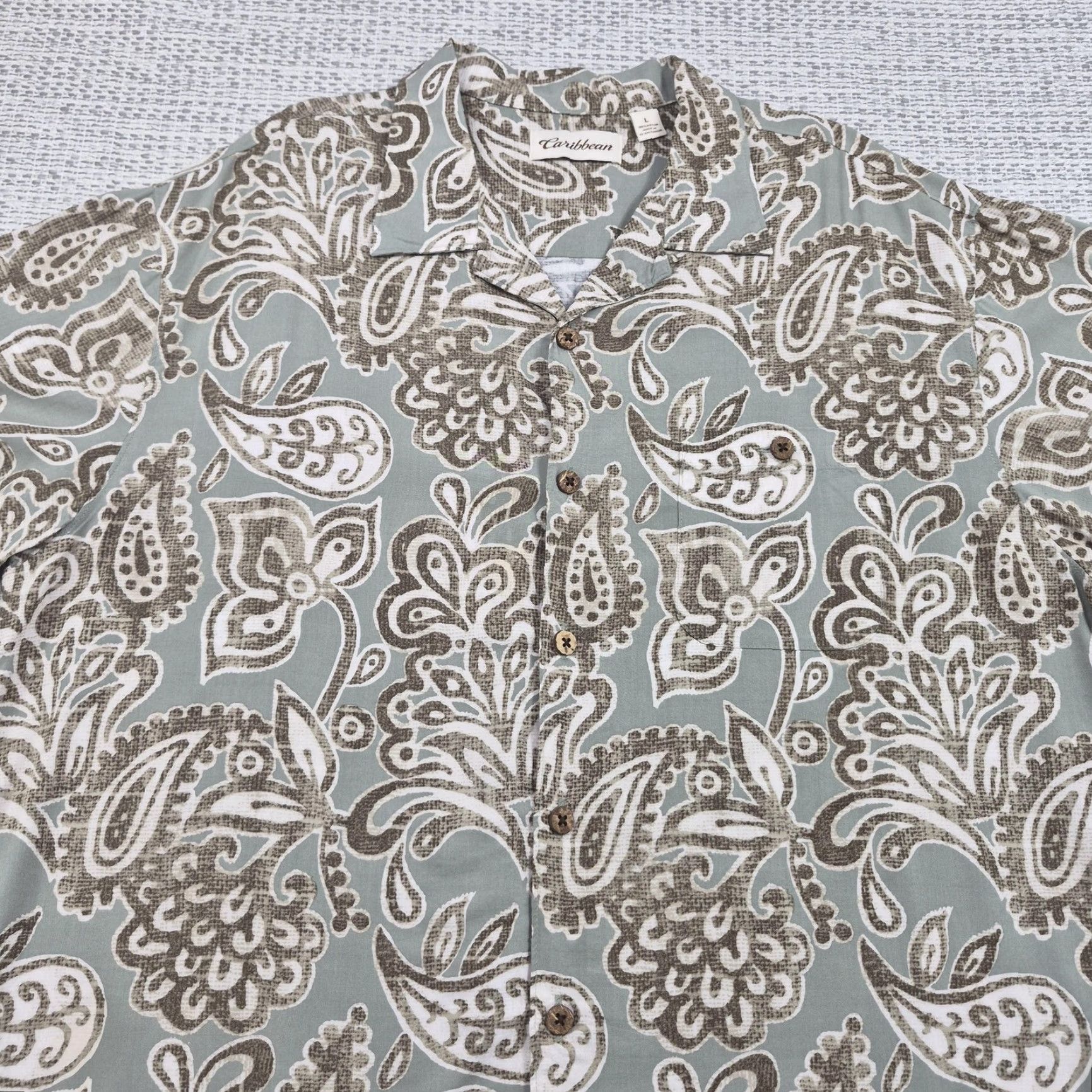 Vintage Caribbean Hawaiian Button Up Shirt Mens Large Paisley Short Sleeve Tropical Size US L / EU 52-54 / 3 - 4 Thumbnail