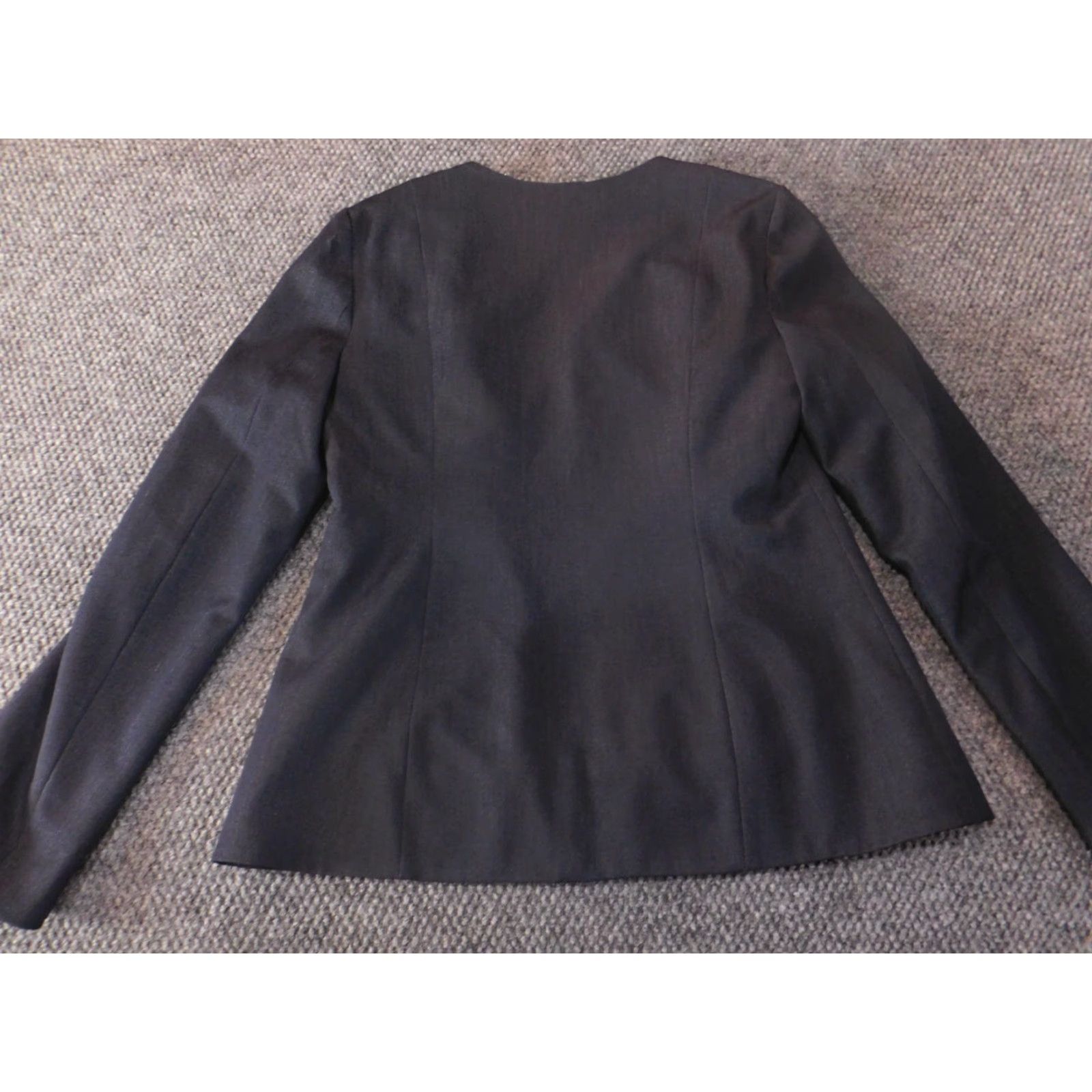 Vintage Dana Buchman Blazer Jacket Blue 6 Womens Zip Polyester Stretch Regular Casual Fall Spring | Jacket Coat Long Sleeve Solid Size M / US 6-8 / IT 42-44 - 7 Thumbnail